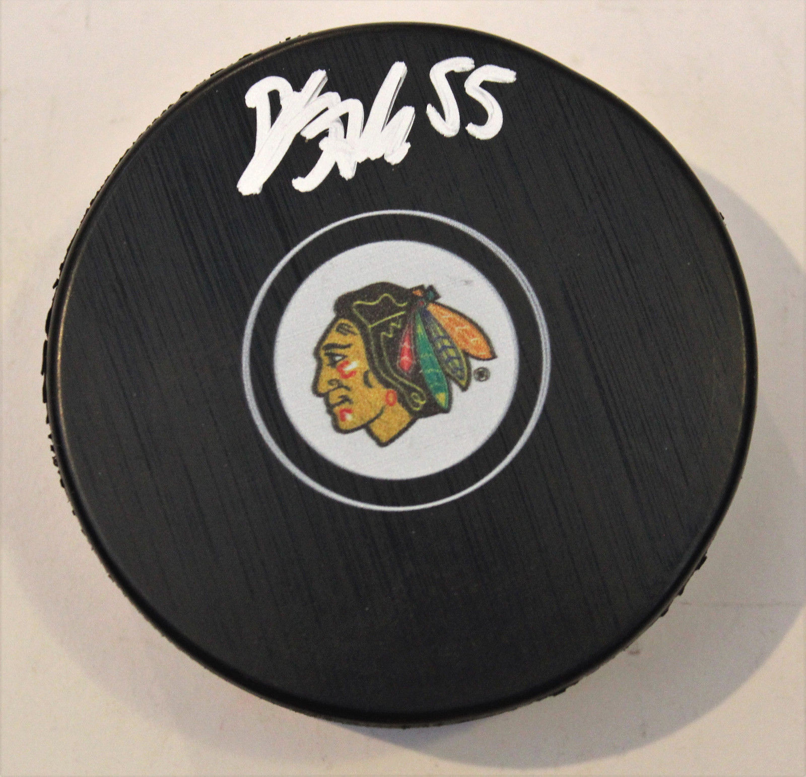 Blake Hillman Signed 2017-18 Chicago Blackhawks Logo Puck w/COA 2018 Collectible Memorabilia