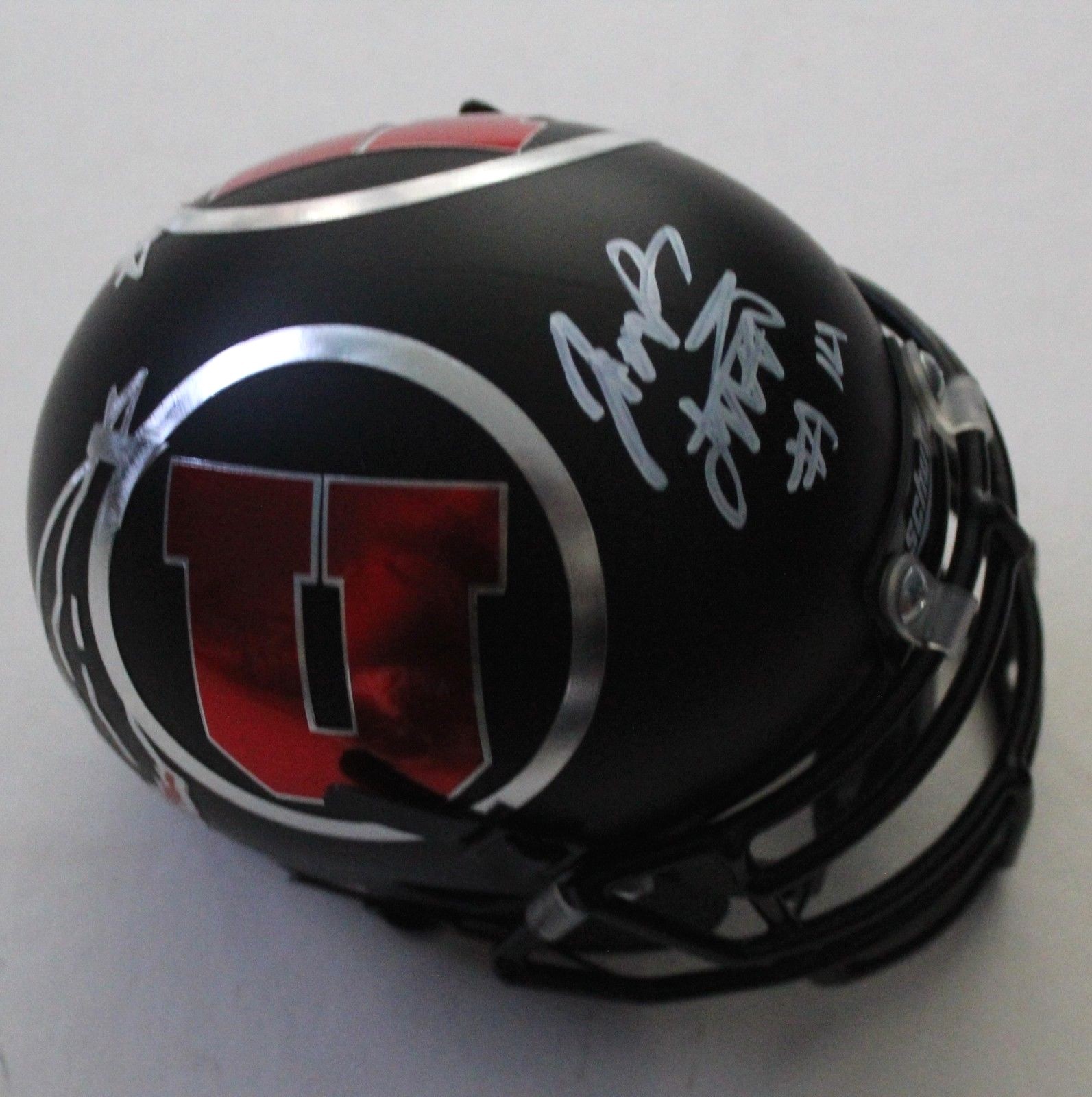 Jack Tuttle Signed Utah Utes Mini Football Helmet w/COA Black Chrome Proof C Collectible Memorabilia