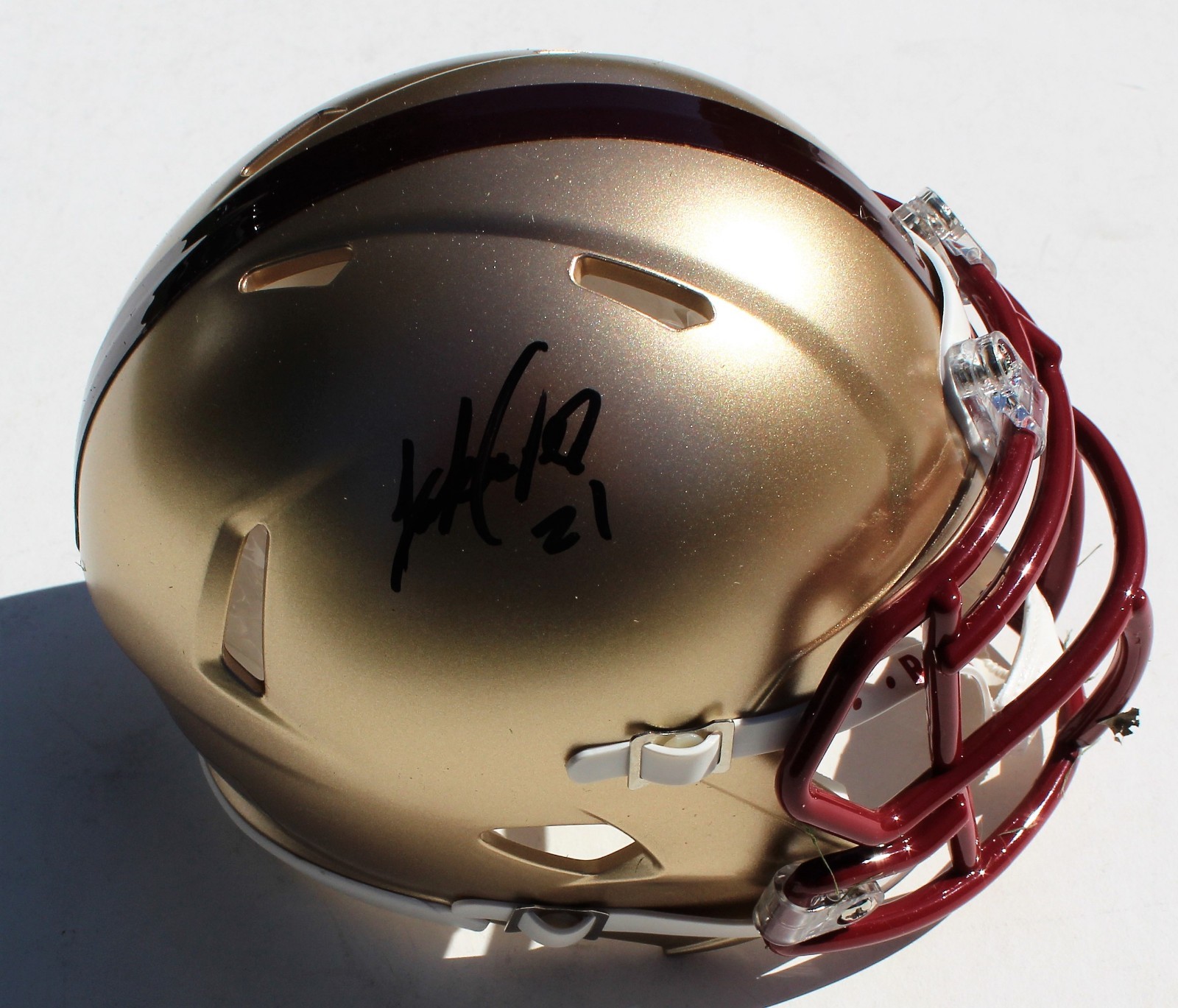 LUKAS DENIS SIGNED BOSTON COLLEGE EAGLES MINI FOOTBALL HELMET W/COA C  COLLECTIBLE MEMORABILIA