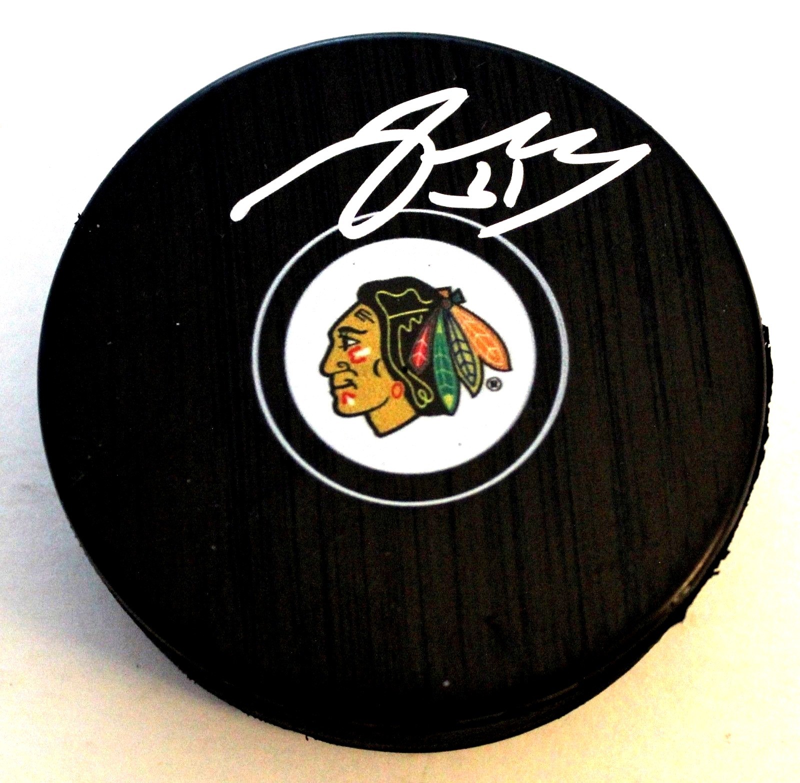 Anton Forsberg Signed 2018-19 Chicago Blackhawks Logo Puck w/COA 2018 Collectible Memorabilia