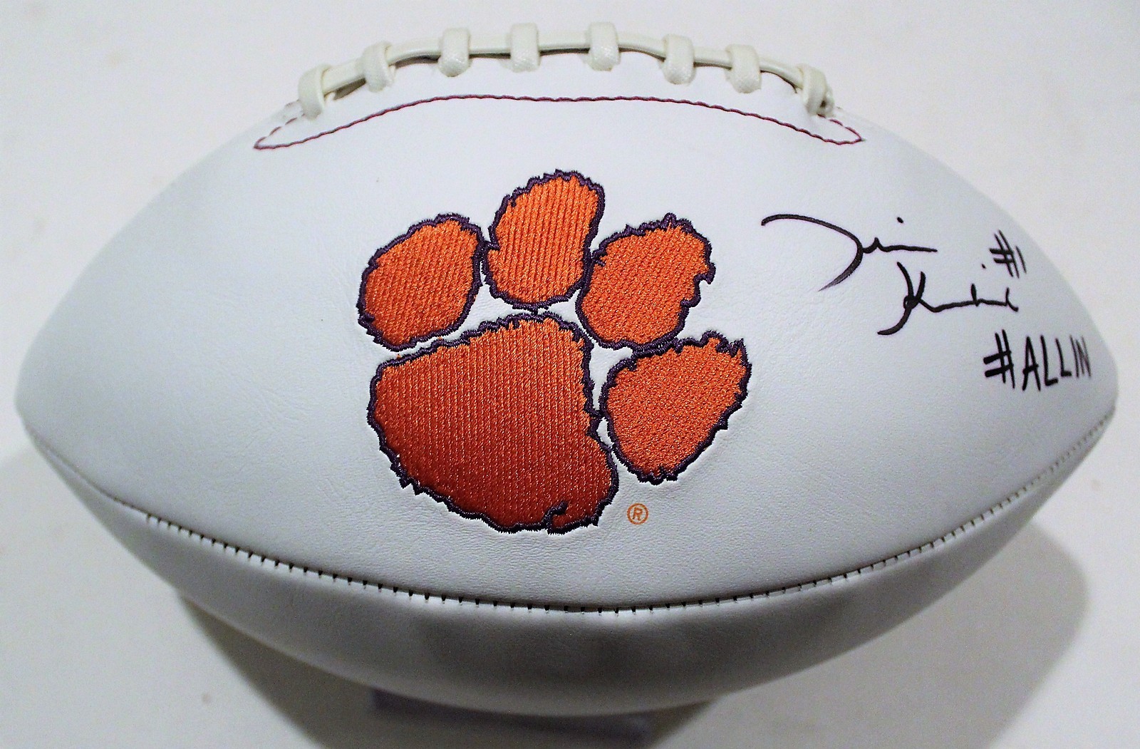Derion Kendrick Clemson Tigers Signed Logo Football W/COA Collectible Memorabilia