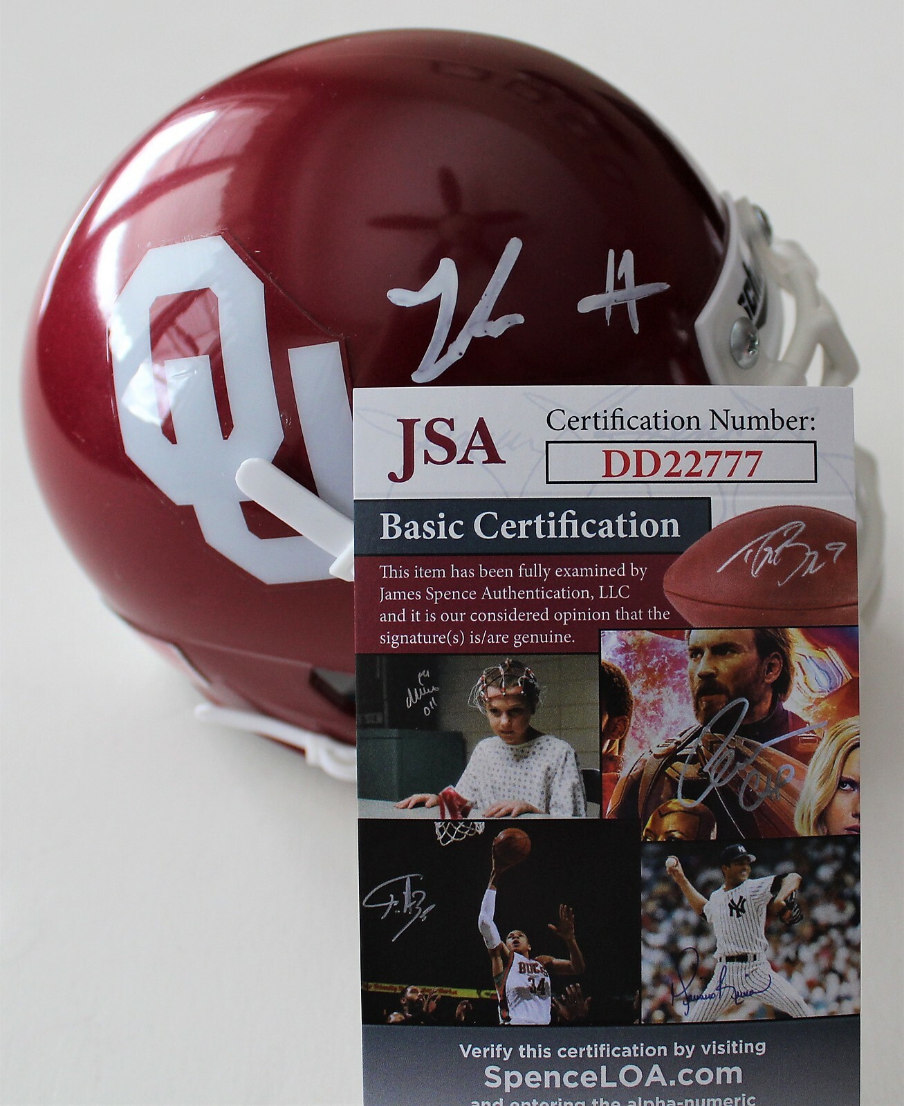 Jadon Haselwood Signed Oklahoma Sooners Mini Helmet w/JSA COA DD22777 C Collectible Memorabilia