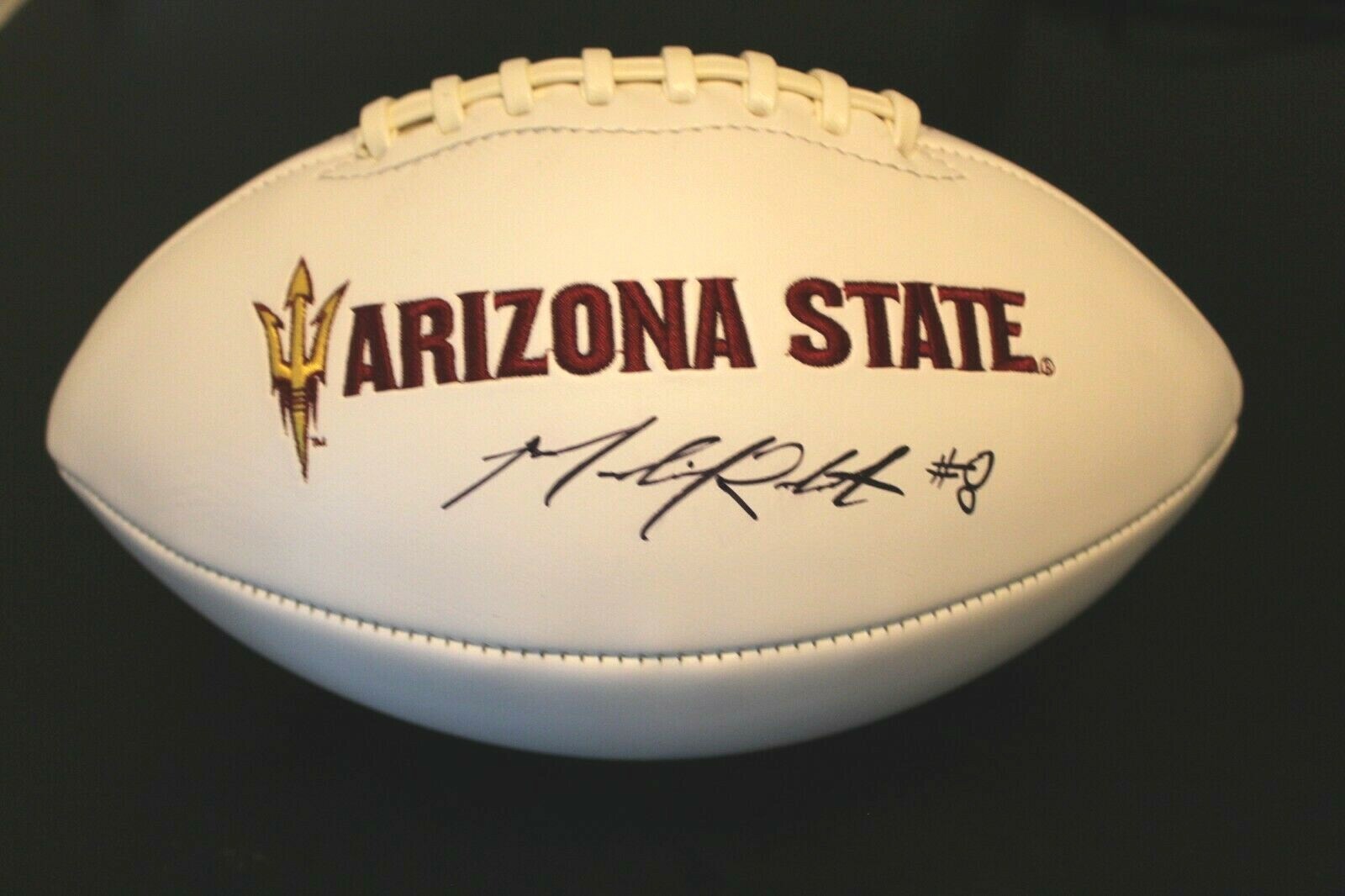 Merlin Robertson Signed Arizona State Sun Devils Logo Football w/COA Proof Collectible Memorabilia