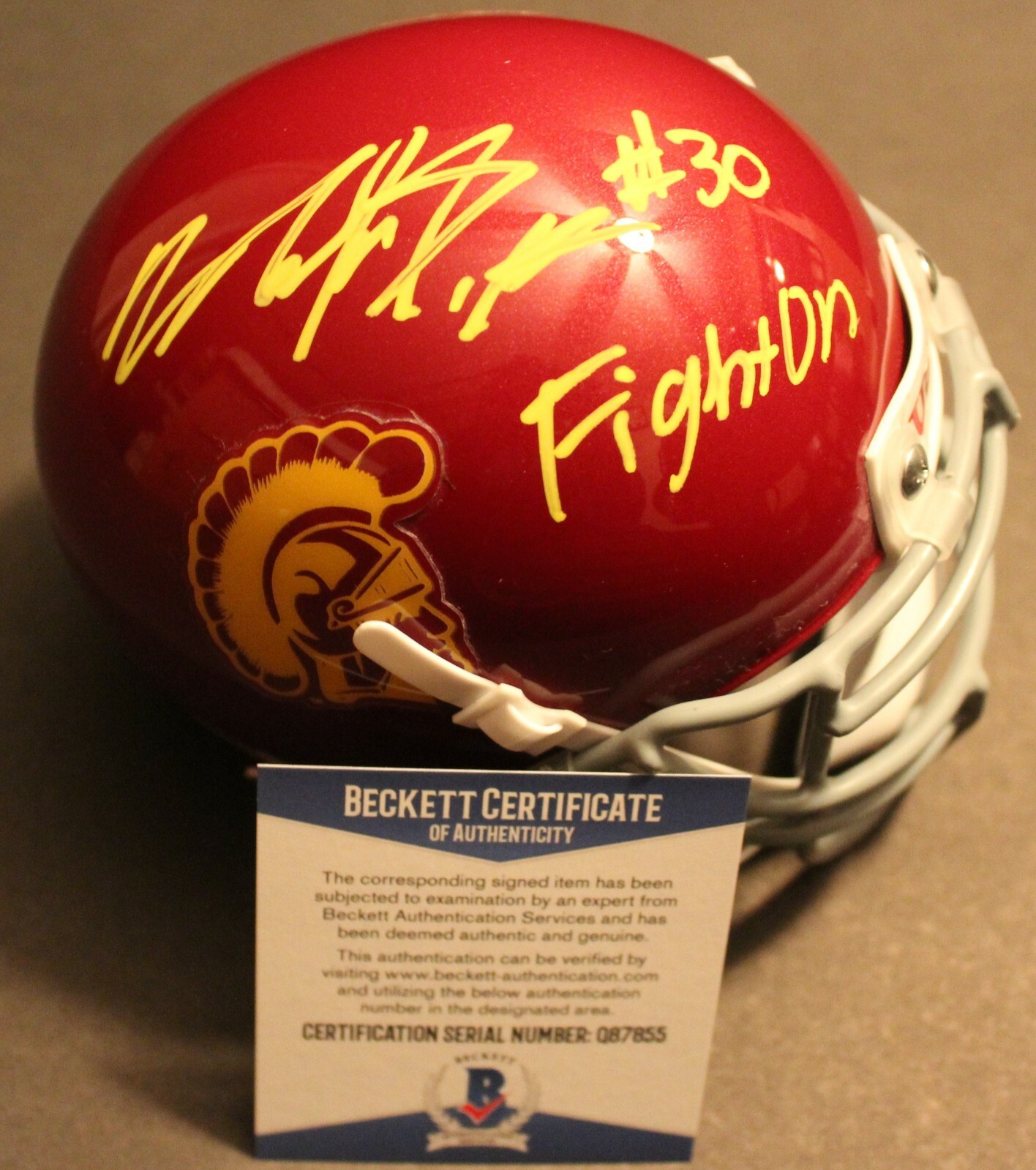 Markese Stepp Signed USC Trojans Mini Football Helmet w/Beckett COA Fight On! C Collectible Memorabilia