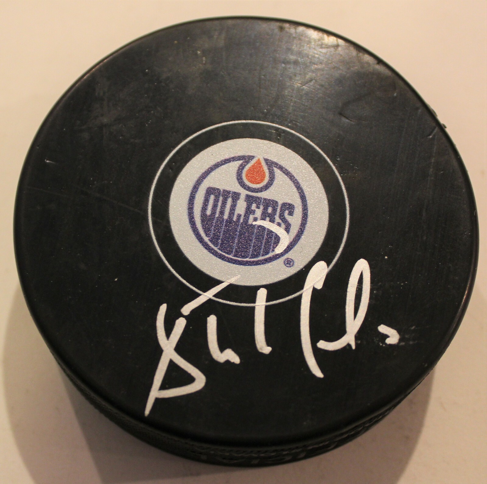 Bernie Nicholls Signed Edmonton Oilers Logo Autograph Hockey Puck w/COA Collectible Memorabilia