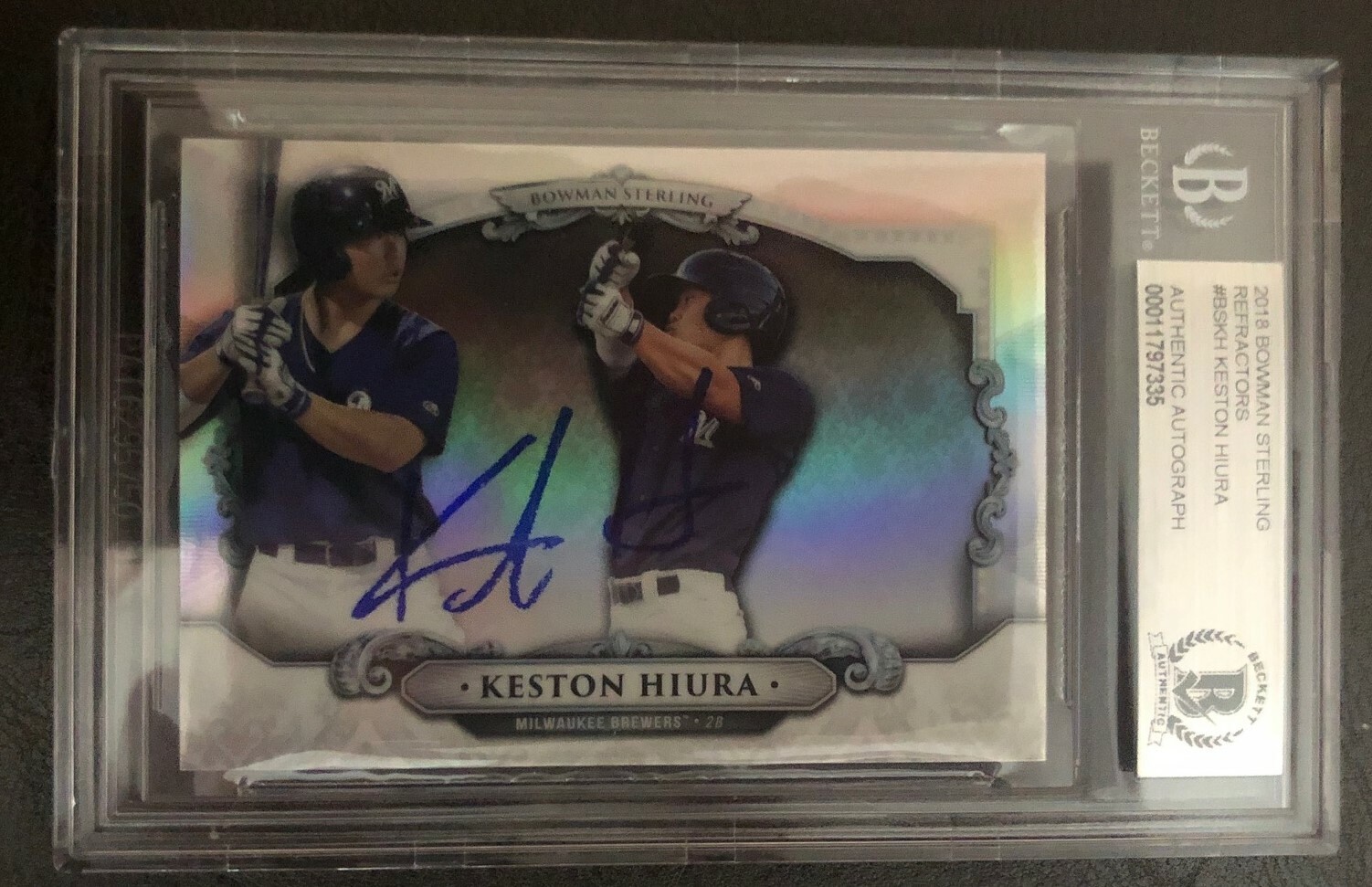 Keston Hiura Signed 2018 Bowman Sterling Authentic Beckett Slabbed Brewers Collectible Memorabilia
