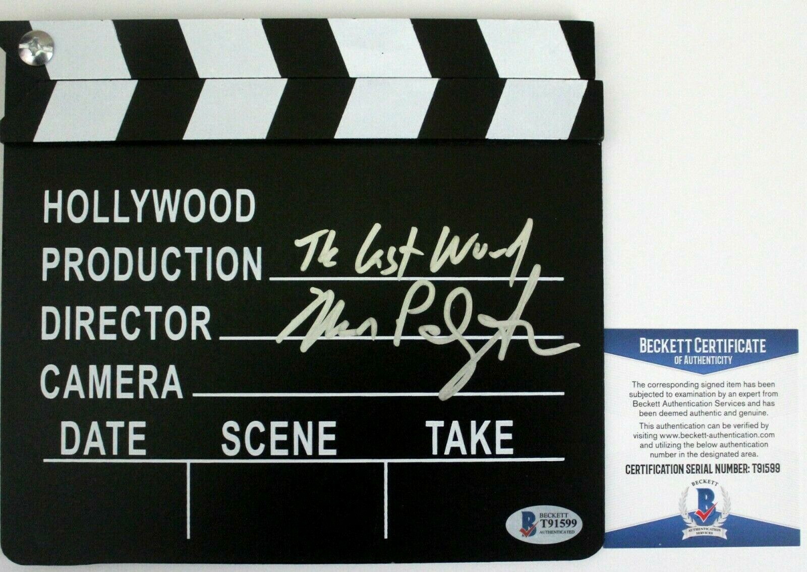Mark Pellington Signed Movie Prop Clapboard w/Beckett COA T91599 The Last Word Collectible Memorabilia