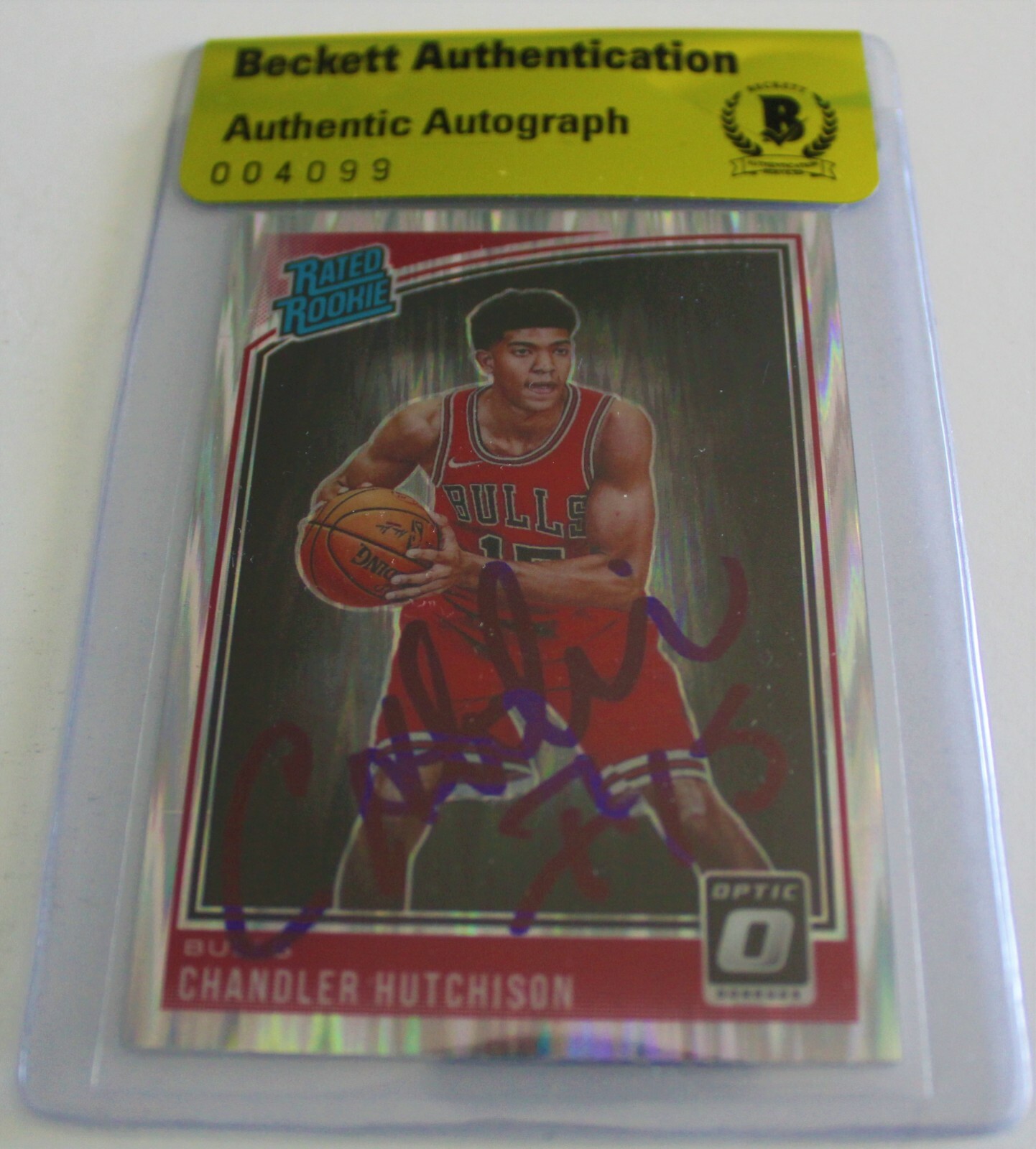 Chandler Hutchison Signed Donruss Optic Rated Rookie Authentic Beckett Bulls Collectible Memorabilia