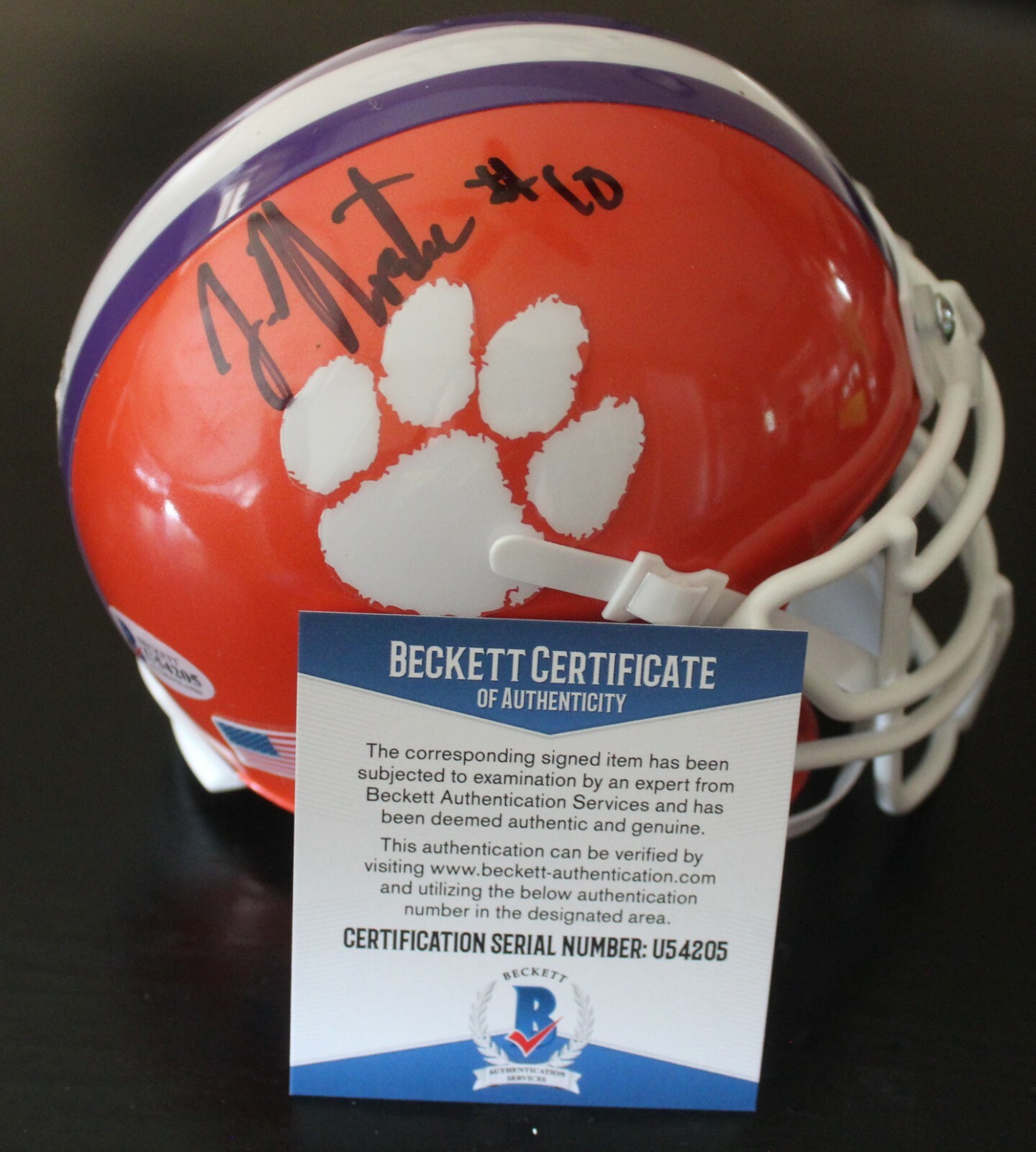 Joe Ngata Signed Clemson Tigers Mini Football Helmet w/Beckett COA U54205 Collectible Memorabilia