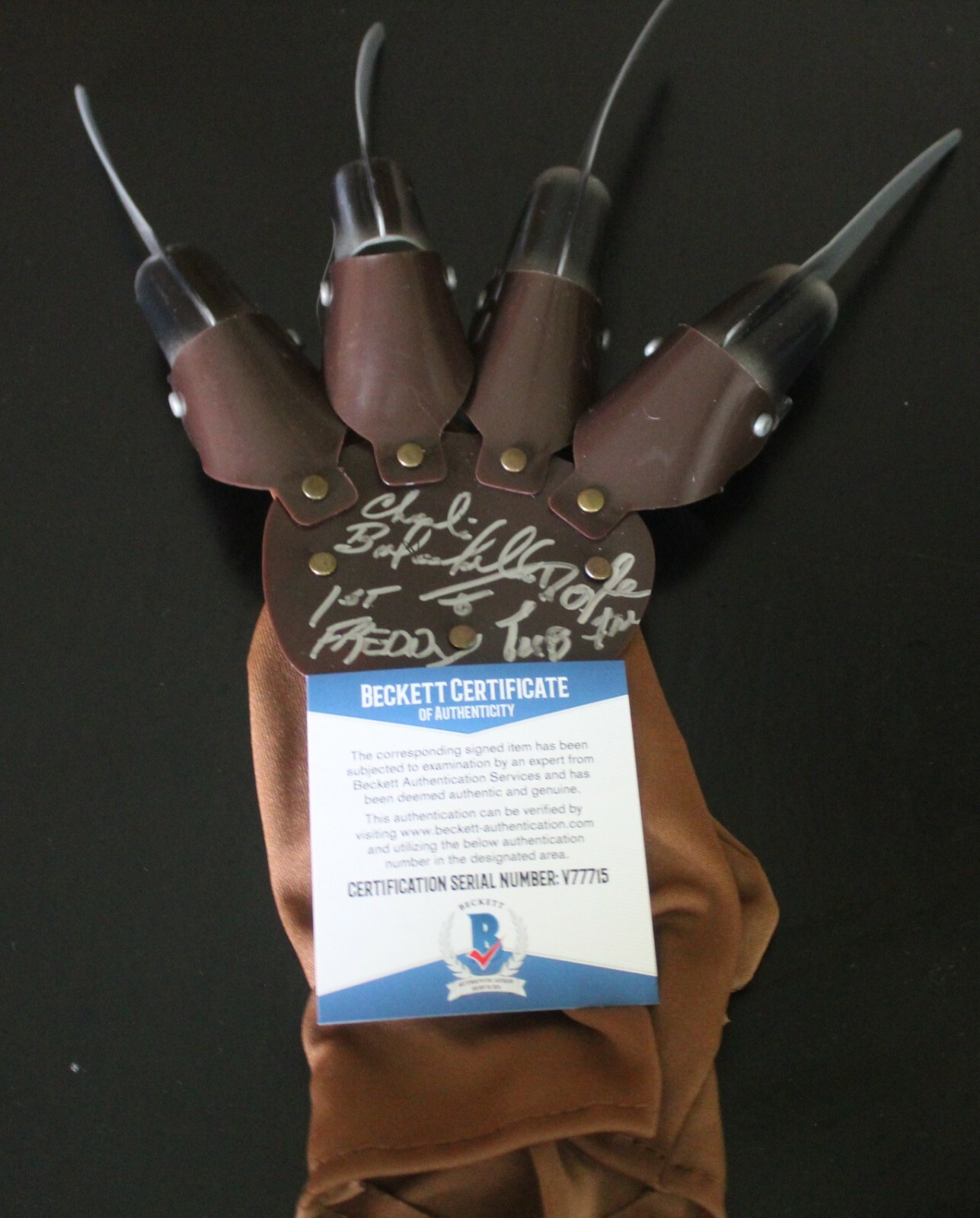 Jim Doyle & Charles Belardinelli Signed Nightmare on Elm St Glove w/Beckett COA Collectible Memorabilia