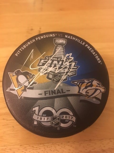 Conor Sheary Pittsburgh Penguins signed 2017 Stanley Cup Final Dueling puck Collectible Memorabilia