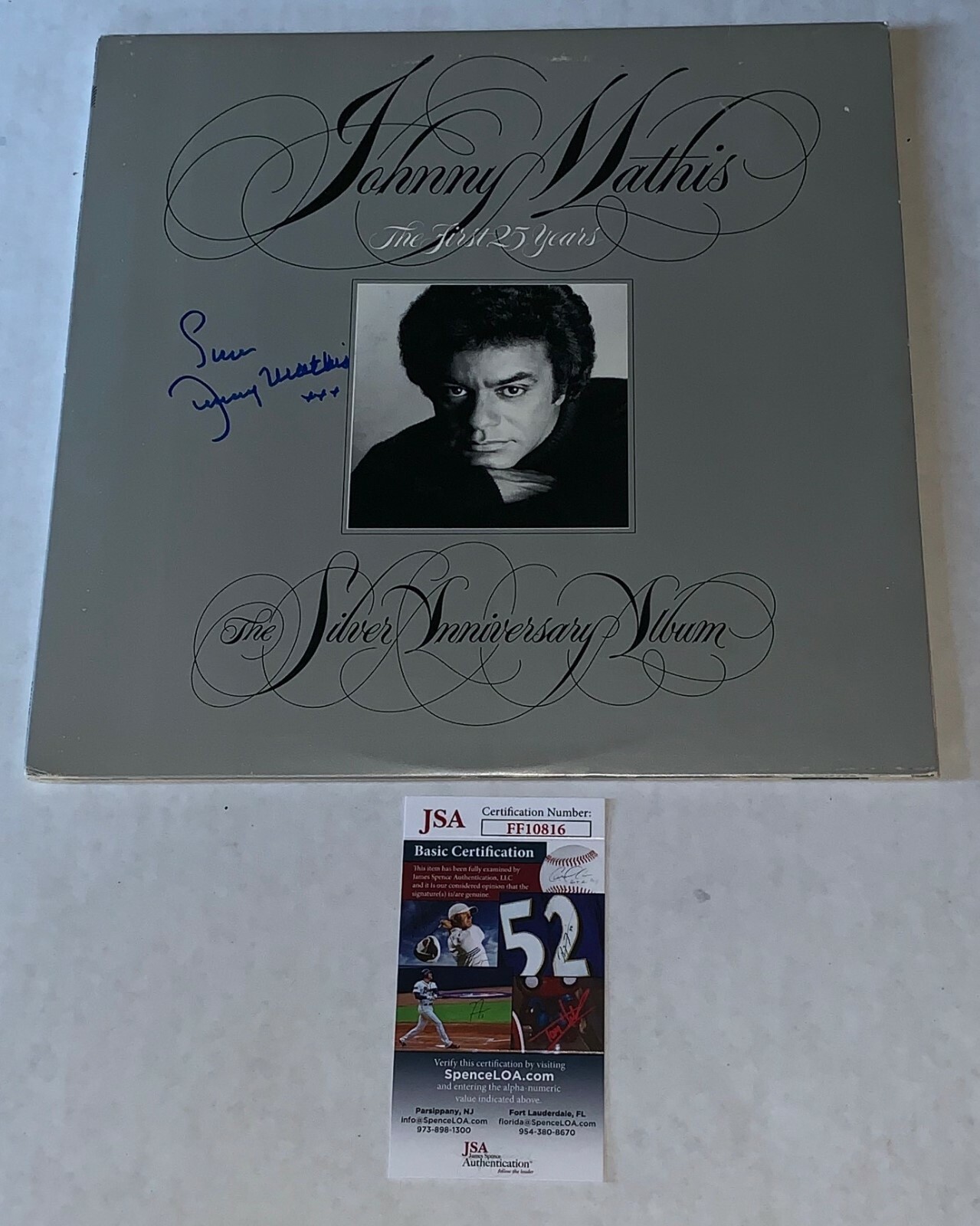 Johnny Mathis signed The Silver Anniversary Album Vinyl autographed JSA Collectible Memorabilia