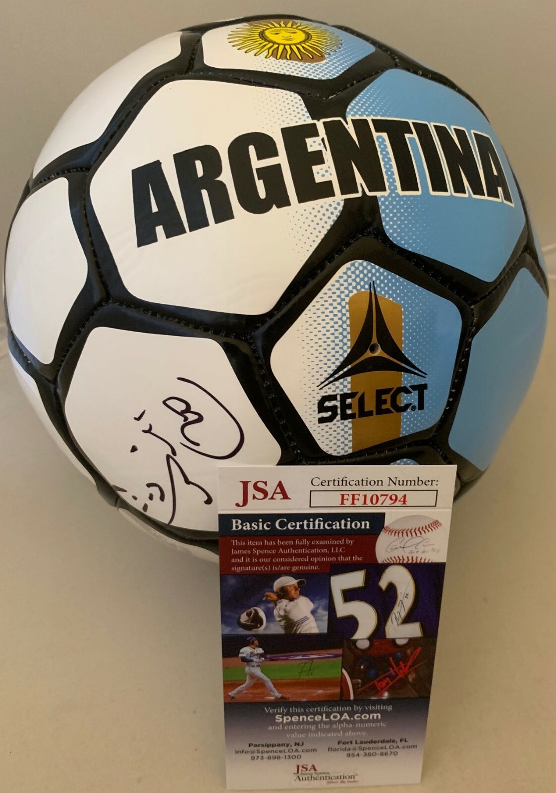 Nico Gaitan Benfica signed F/S Full Size Argentina Soccer Ball Chicago Fire JSA Collectible Memorabilia