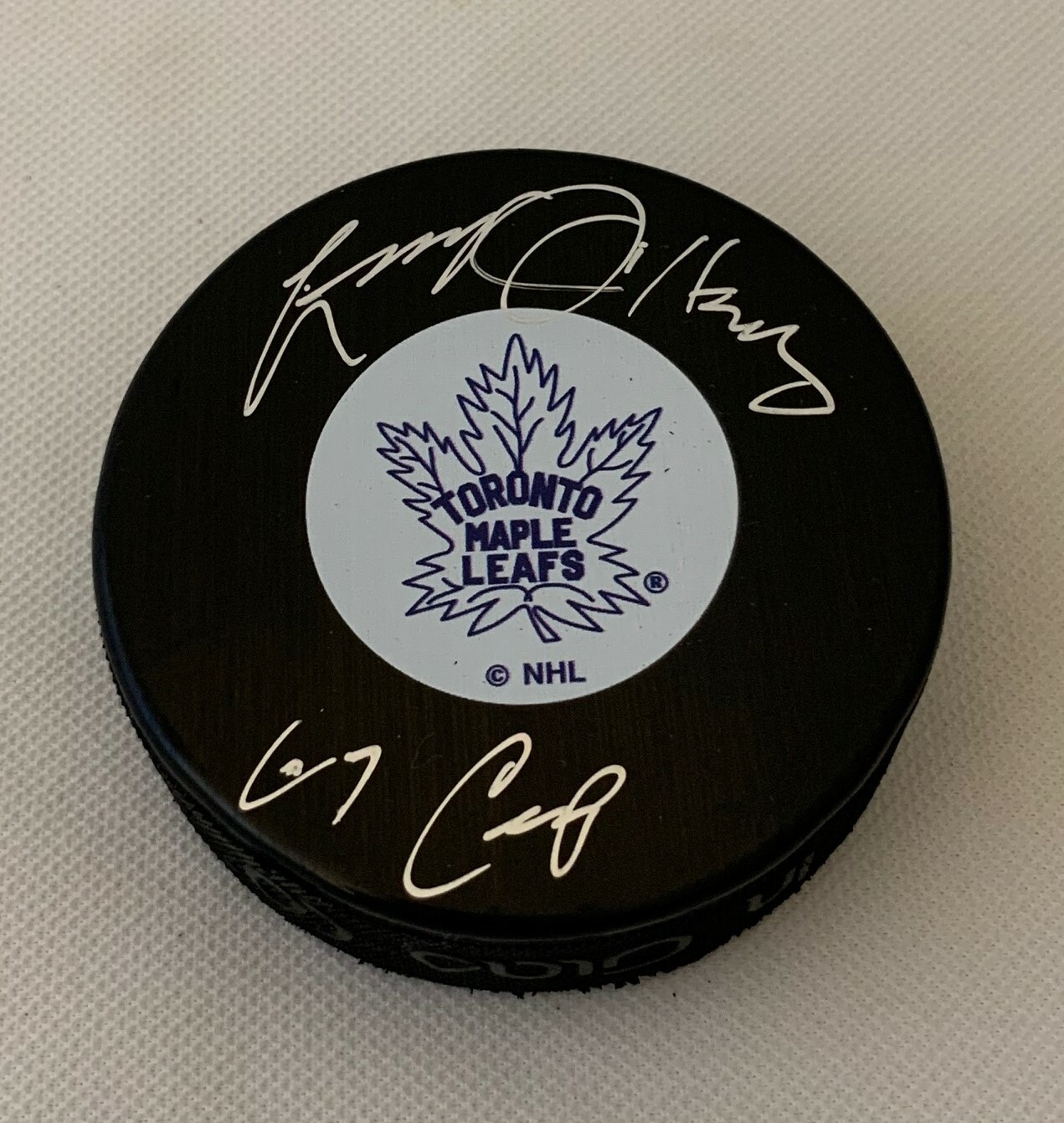 Larry Jeffrey signed Toronto Maple Leafs Puck autographed W/ 67 Cup Inscription Collectible Memorabilia