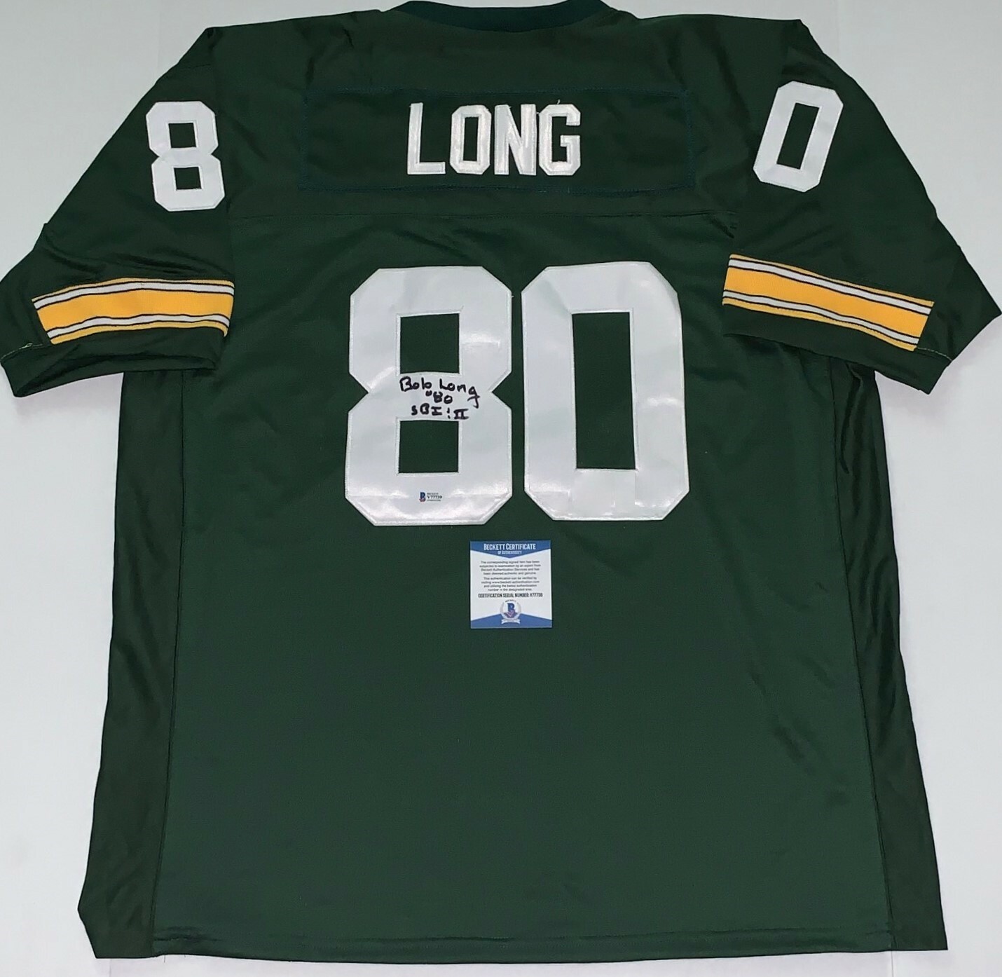 Bob Long signed Green Bay Packers jersey SB 1 & 2 Inscription BAS Beckett Collectible Memorabilia
