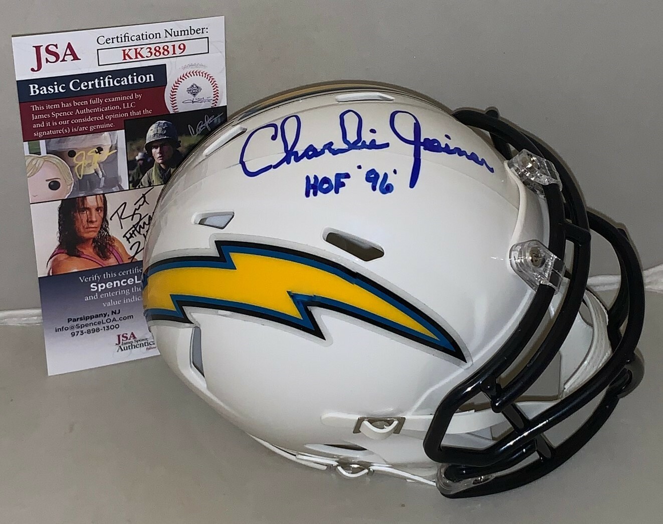 Charlie Joiner signed Chargers Speed mini helmet autographed W/ HOF Inscrip JSA Collectible Memorabilia