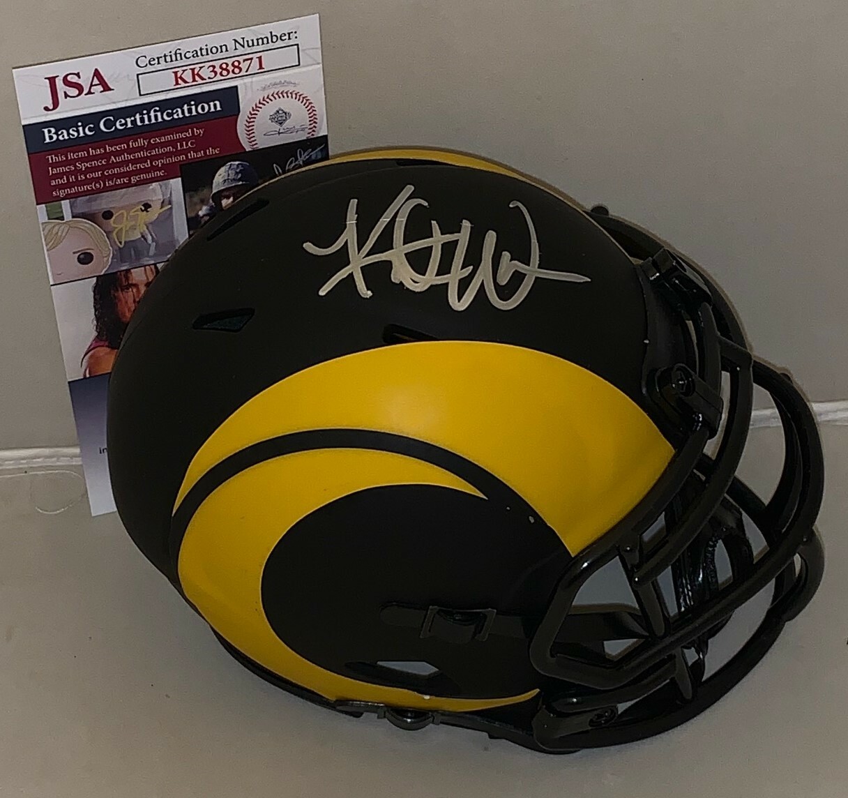 Kurt Warner signed Rams Eclipse mini helmet autographed Exact Proof JSA Collectible Memorabilia