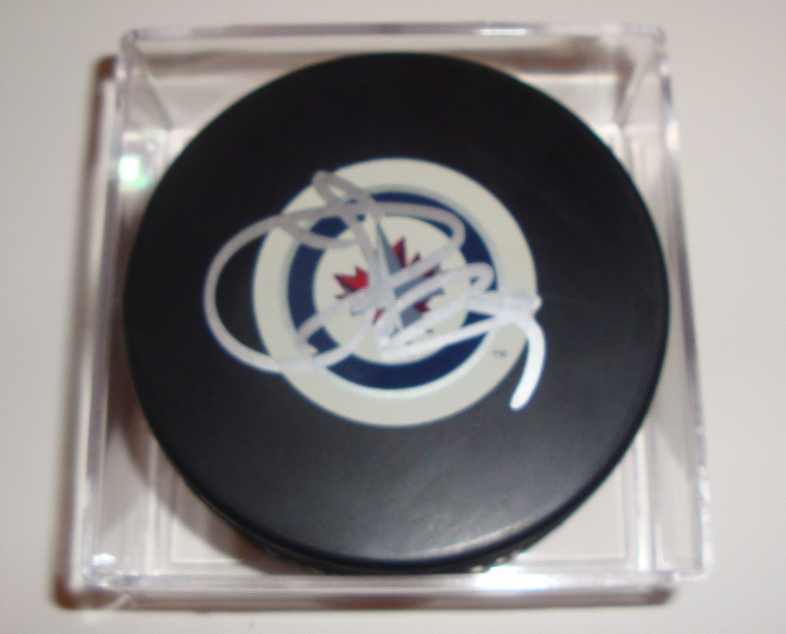 Johnny Oduya Signed Puck w/COA Winnipeg Jets Inaugural Autograph Souvenir 2011 A Collectible Memorabilia