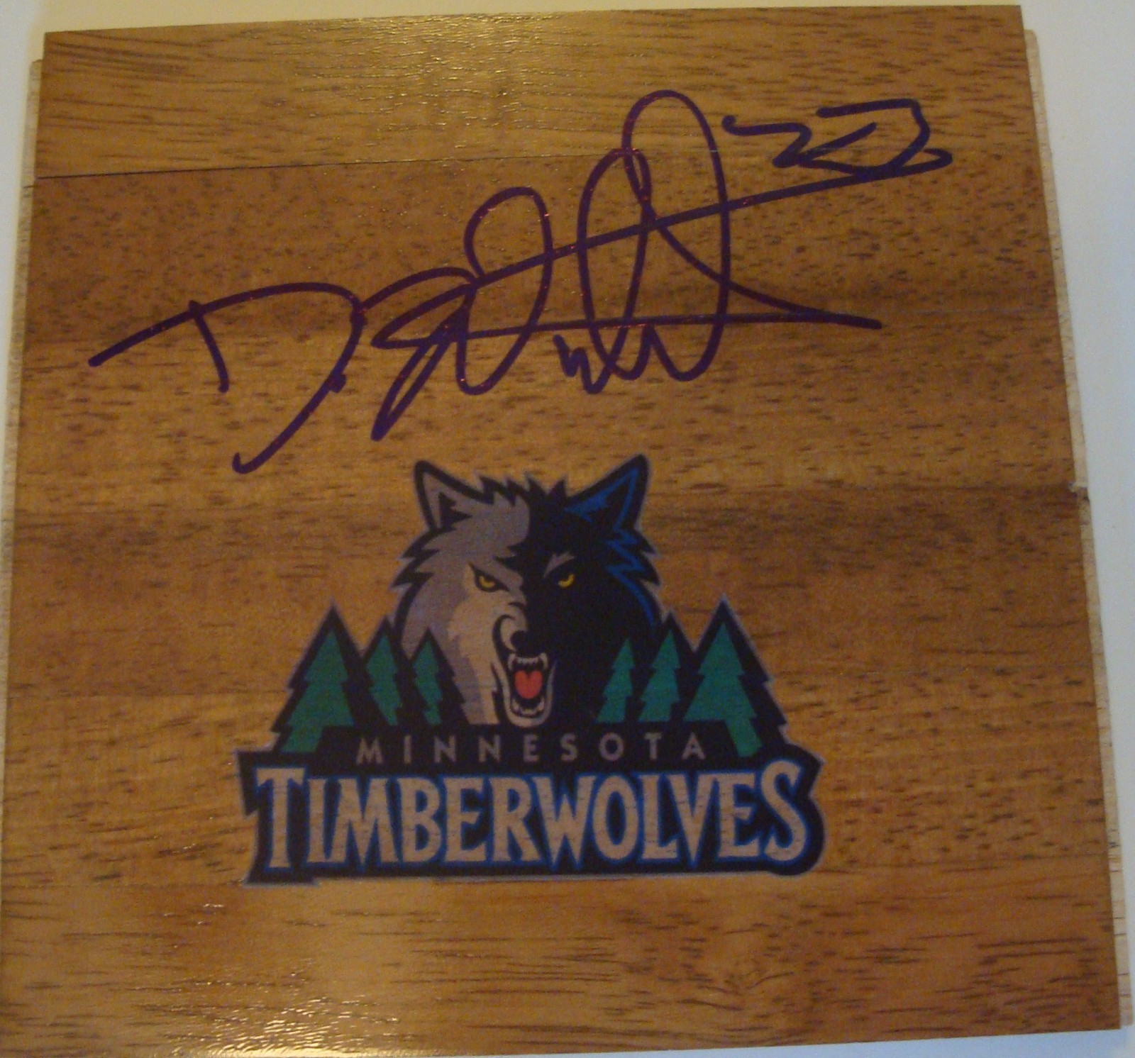 Derrick Williams Signed Minnesota Timberwolves Floorboard w/COA Arizona Collectible Memorabilia