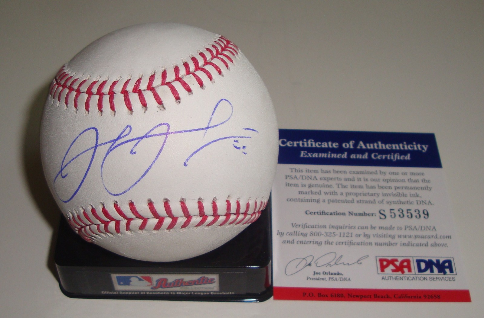 Josh Johnson Signed Baseball w/COA 2012 Miami Marlins Official MLB Collectible Memorabilia