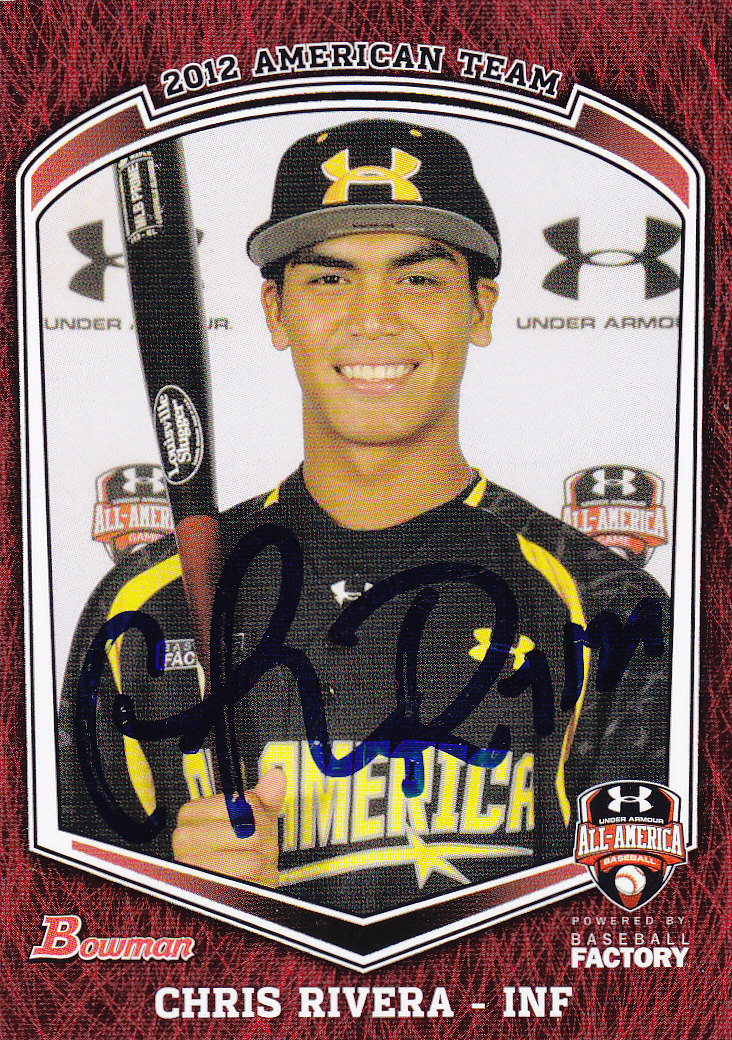 Chris Rivera Signed 2012 Under Armour Baseball Card All American Game Bowman Collectible Memorabilia
