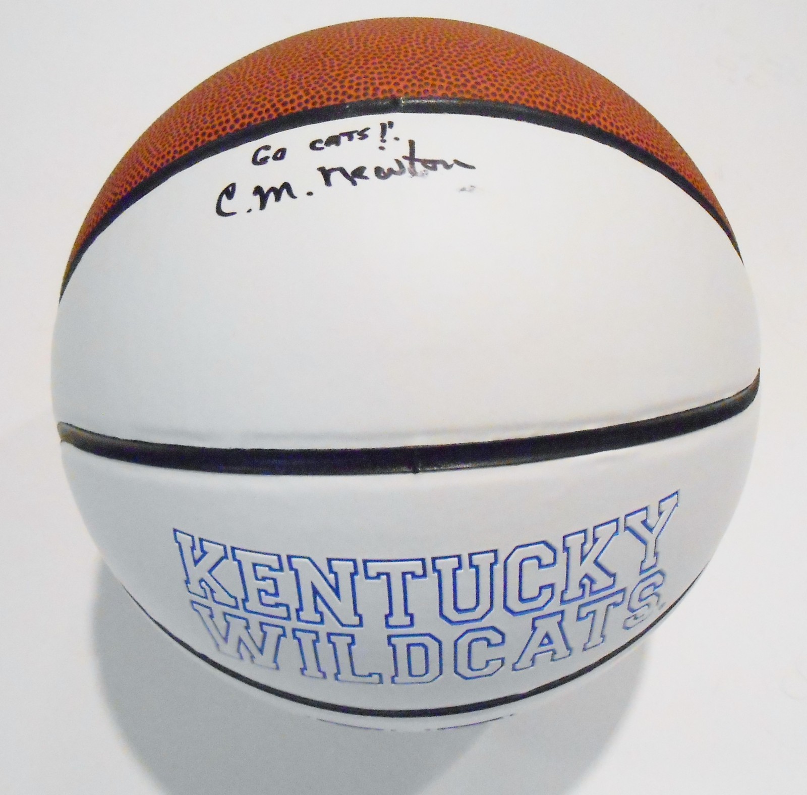 C.M. Newton Signed Kentucky Logo Basketball w/COA Charles Hall of Fame Collectible Memorabilia
