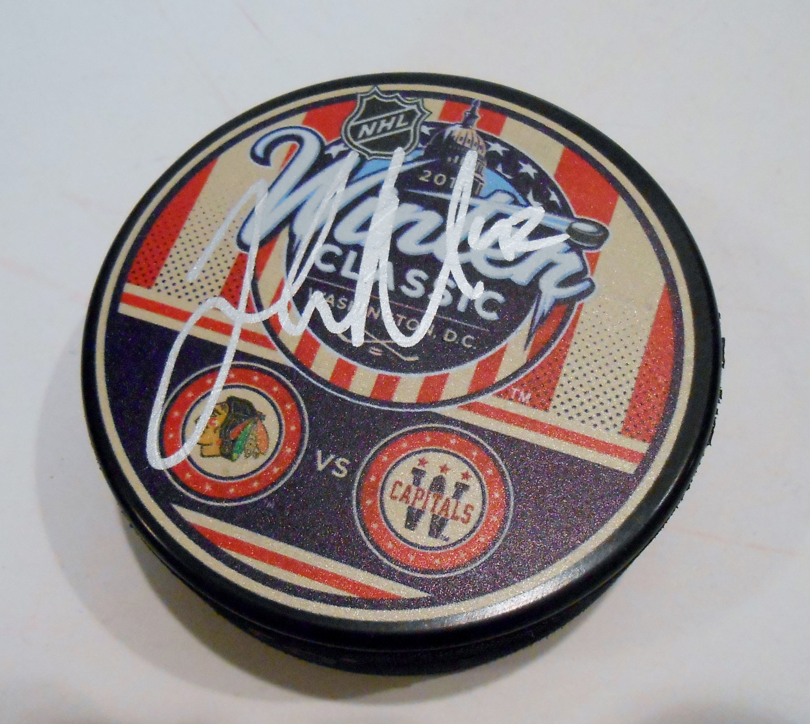 Joakim Nordstrom Signed Blackhawks vs Capitals Winter Classic Puck w/COA Collectible Memorabilia