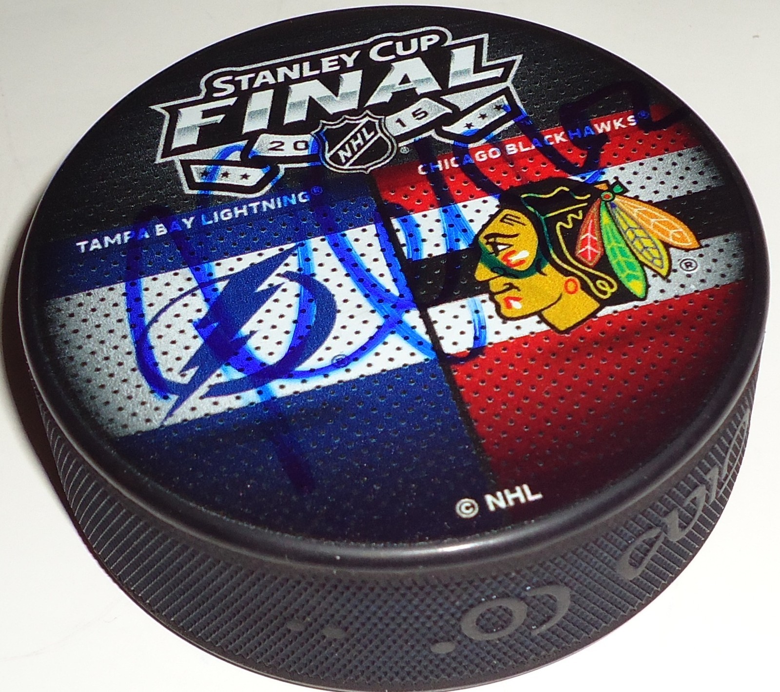 Joakim Nordstrom signed 2015 Chicago Blackhawks vs Lighting finals puck w/coa #2 Collectible Memorabilia