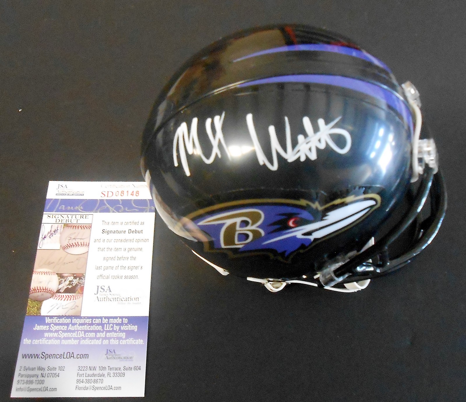 Maxx Williams Signed Baltimore Ravens Mini Helmet w/JSA COA Signature Debut Collectible Memorabilia