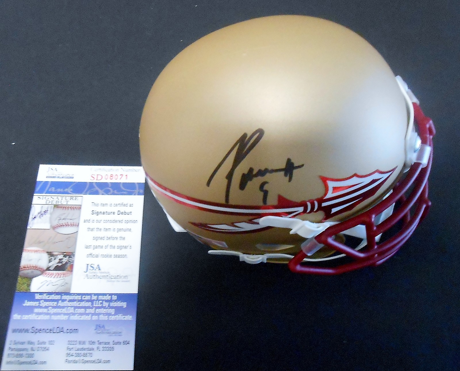 Jacques Patrick Signed Florida St. Mini Football Helmet w/JSA Signature Debut C Collectible Memorabilia