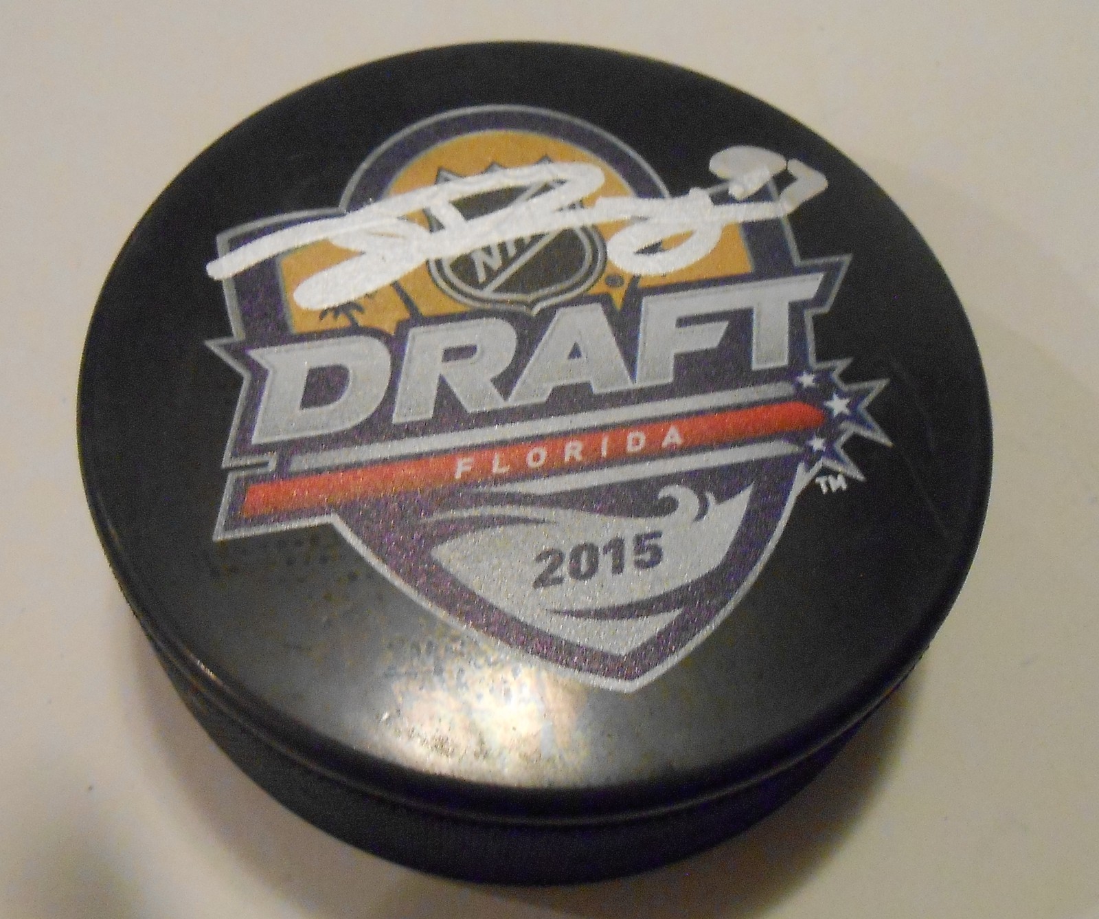 Jeremy Roy Signed 2015 NHL Draft Hockey Puck w/COA San Jose Sharks Collectible Memorabilia