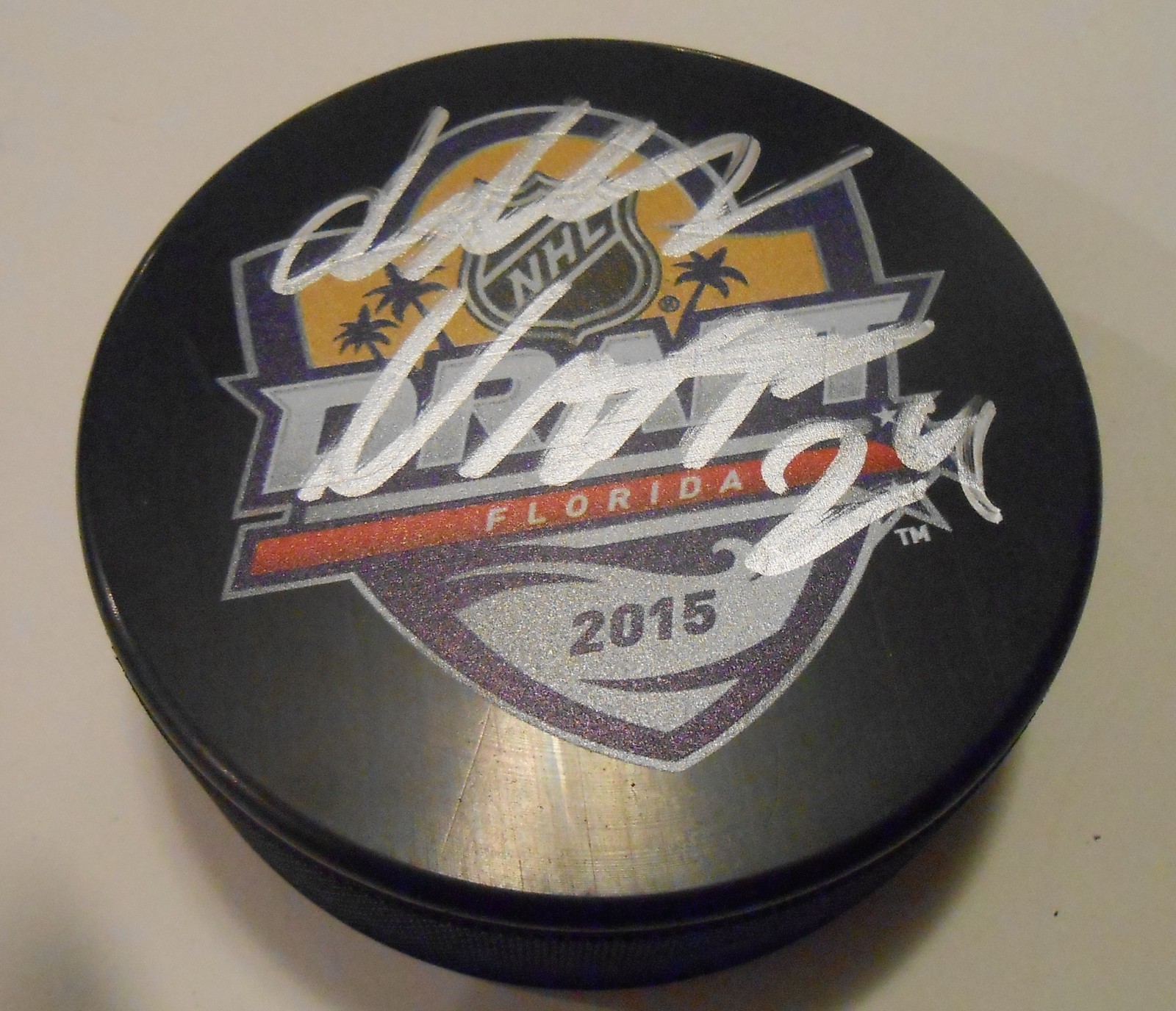Julius Nattinen Signed 2015 NHL Draft Hockey Puck w/COA Anaheim Ducks Collectible Memorabilia