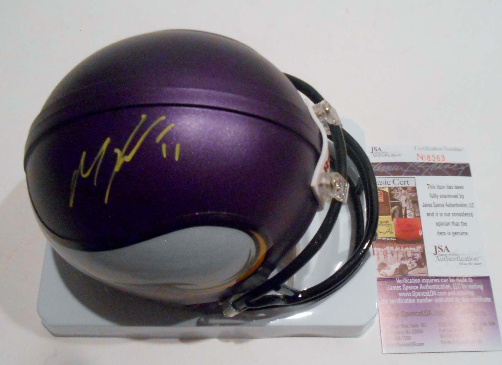 Mike Williams Signed Minnesota Vikings Mini Football Helmet w/JSA COA Collectible Memorabilia