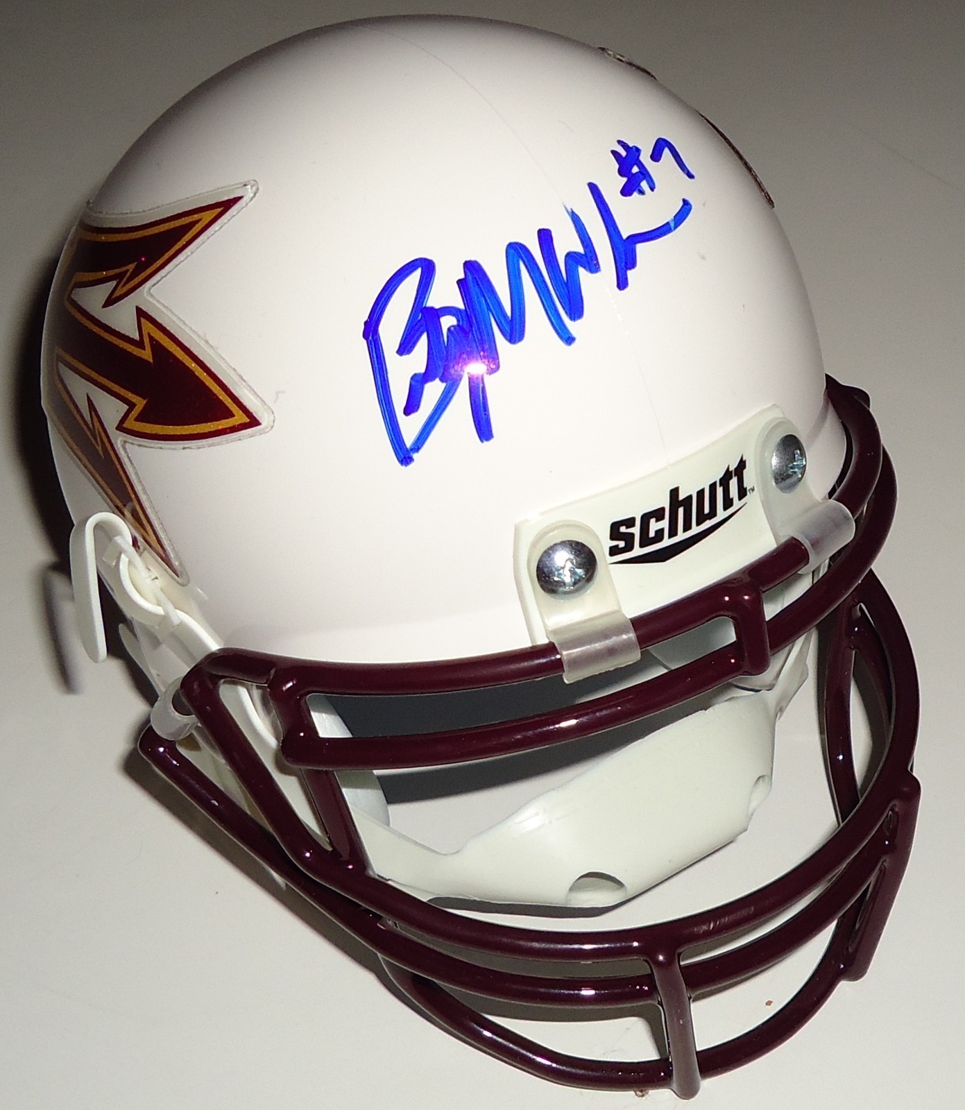 Brady White signed Arizona State Sun Devils white mini football helmet w/coa C Collectible Memorabilia