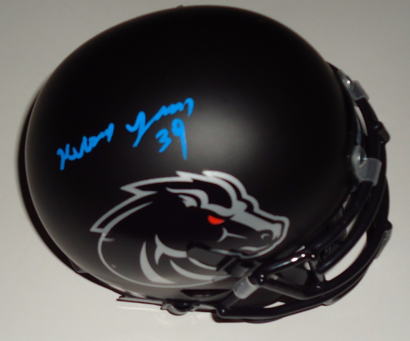 Kelsey Young signed Black Boise State Broncos mini football helmet w/coa C Collectible Memorabilia