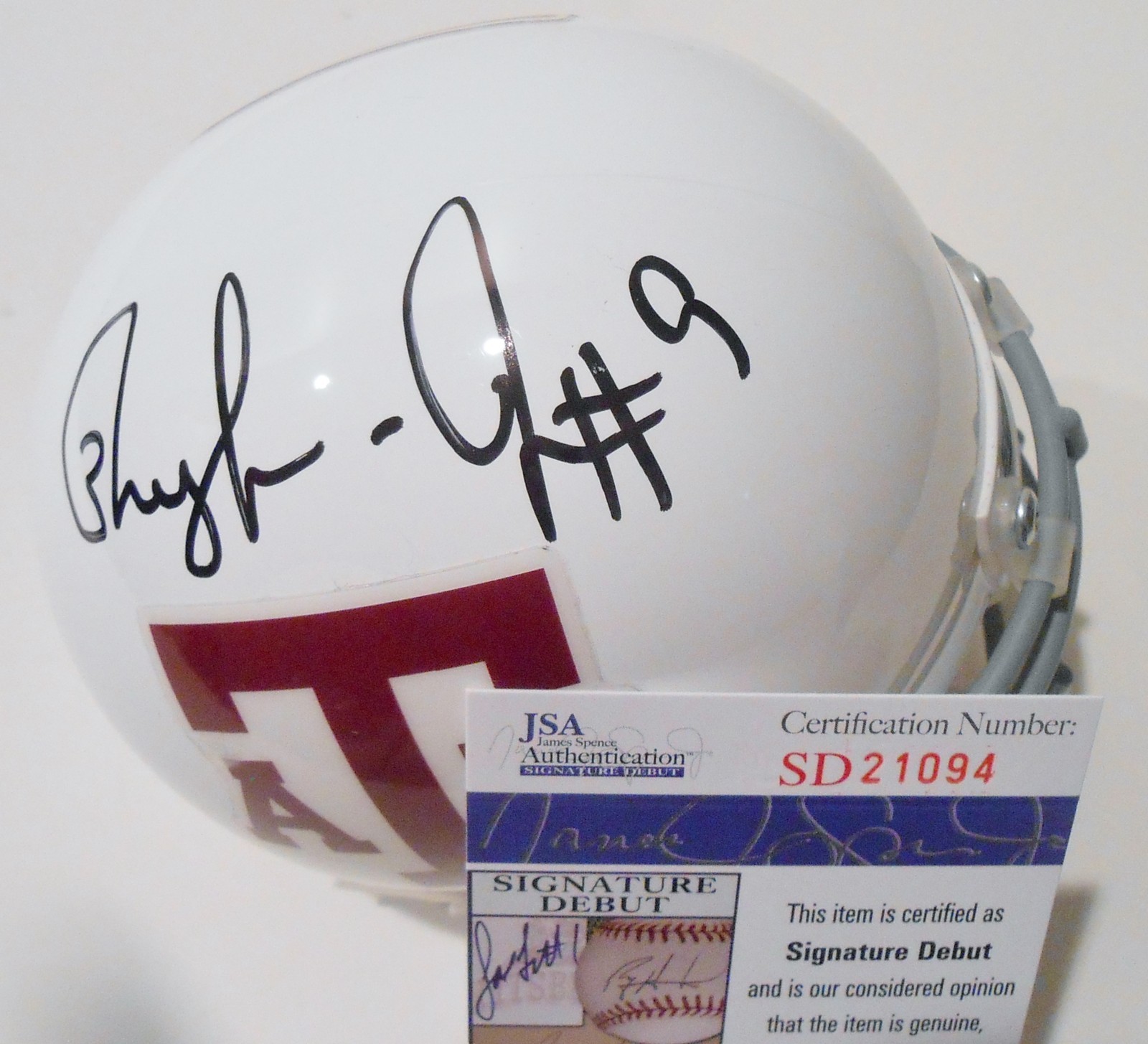 Ricky Seals-Jones Signed Texas A&M Aggies Mini Helmet w/JSA COA SD21094 C Collectible Memorabilia