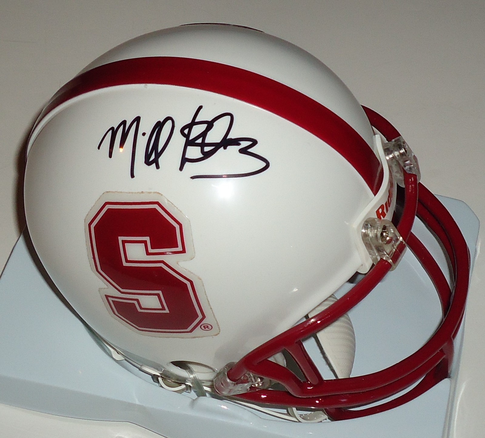 Michael Rector signed Stanford Cardinal mini white football helmet w/coa C Collectible Memorabilia