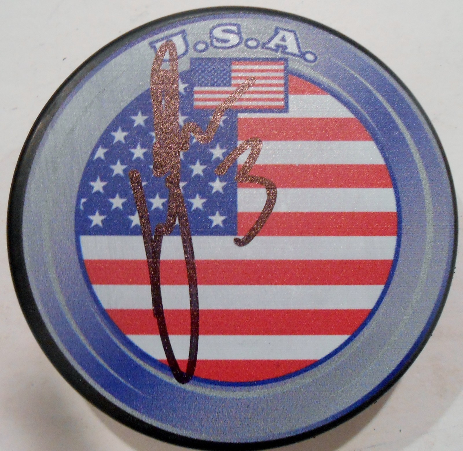 Jack Johnson Signed Team USA Hockey Puck w/COA Columbus Blue Jackets Collectible Memorabilia