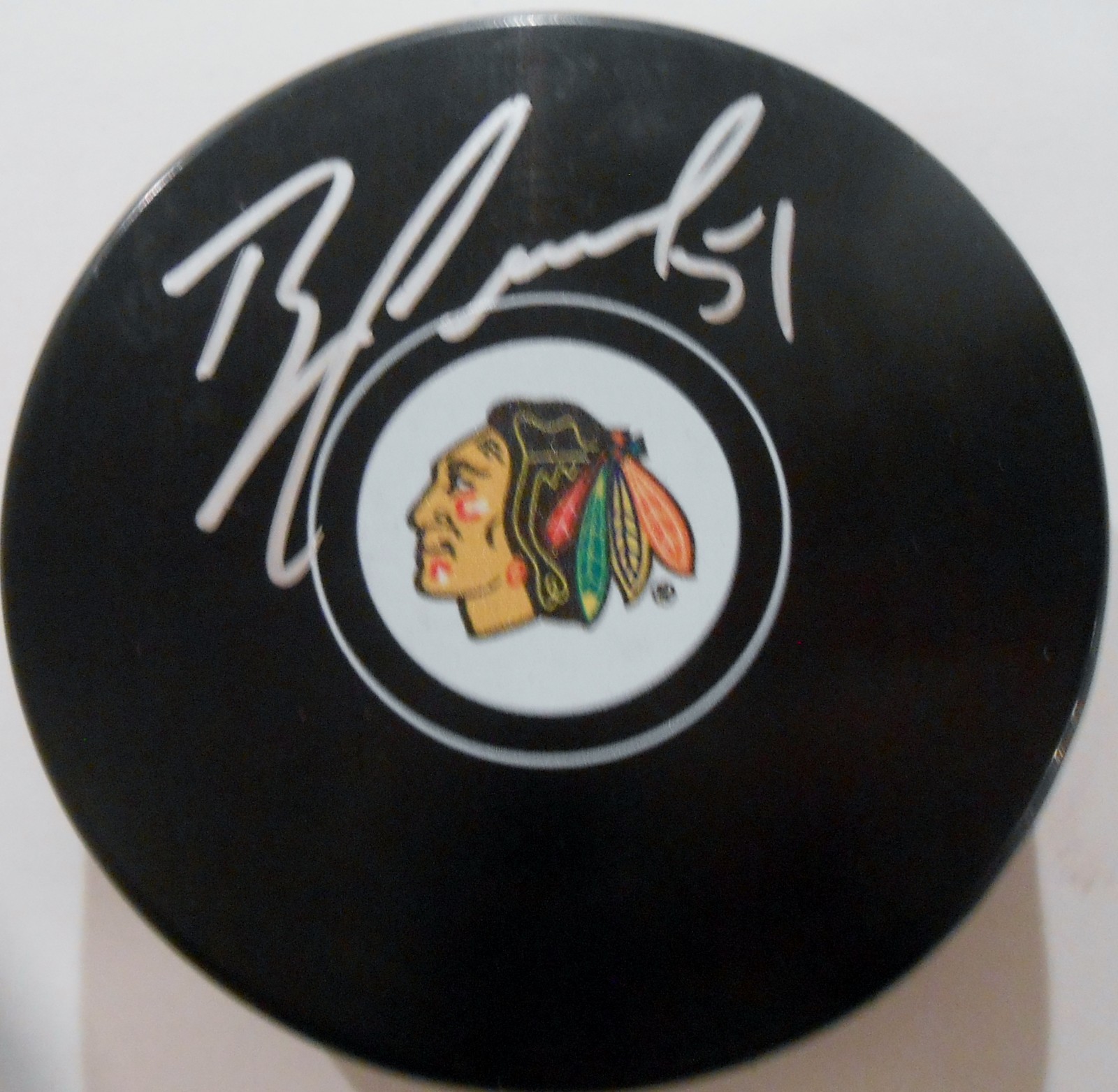 Brian Campbell Signed 2016-17 Chicago Blackhawks Logo Puck w/COA Collectible Memorabilia