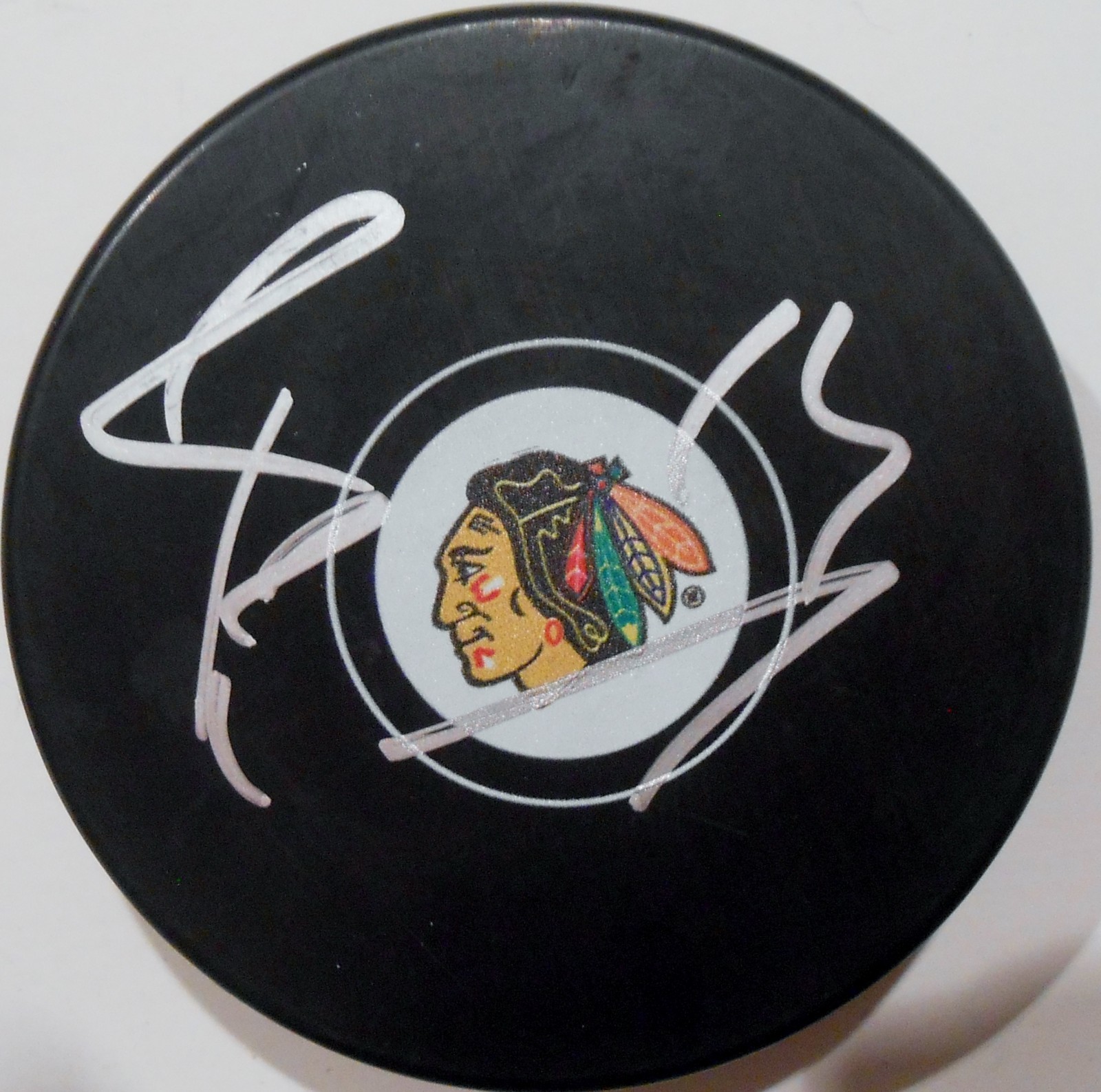 Richard Panik Signed 2016-17 Chicago Blackhawks Logo Puck w/COA #1 Collectible Memorabilia