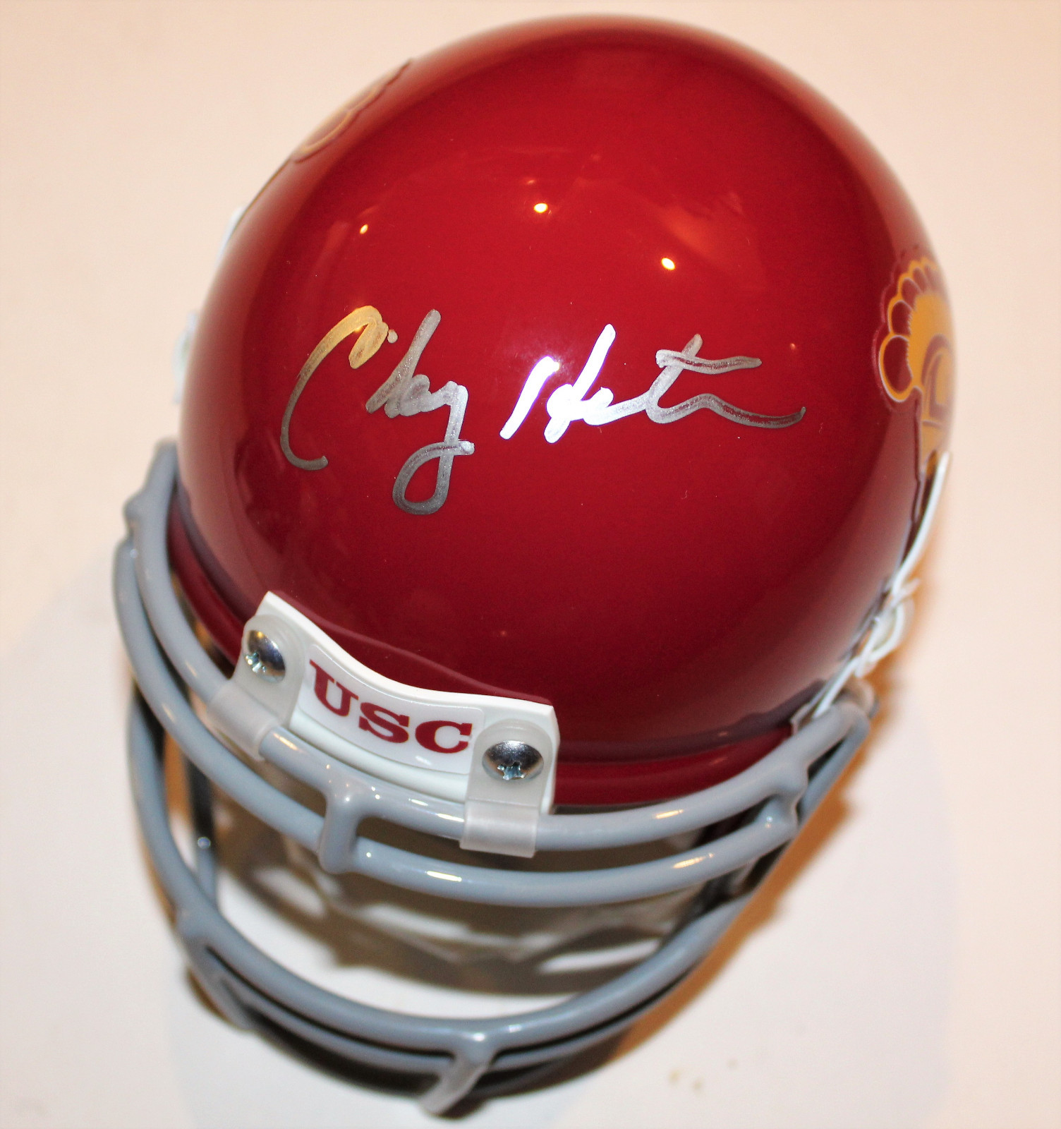 Clay Helton Signed USC Trojans Mini Football Helmet w/COA Fight On! Collectible Memorabilia