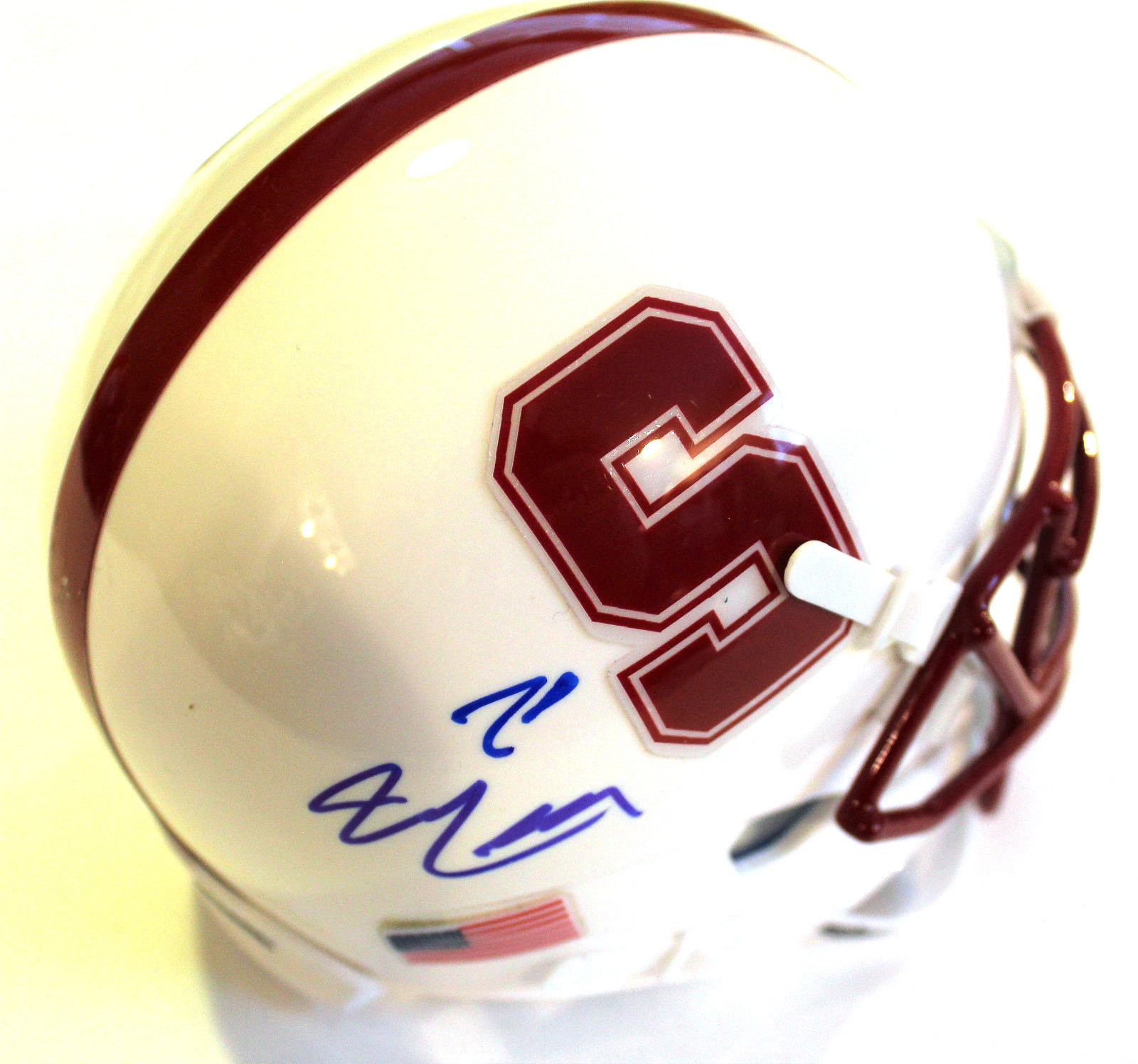 Bryce Love Signed Stanford Cardinal Mini Football Helmet w/COA 2017 #1 C Collectible Memorabilia