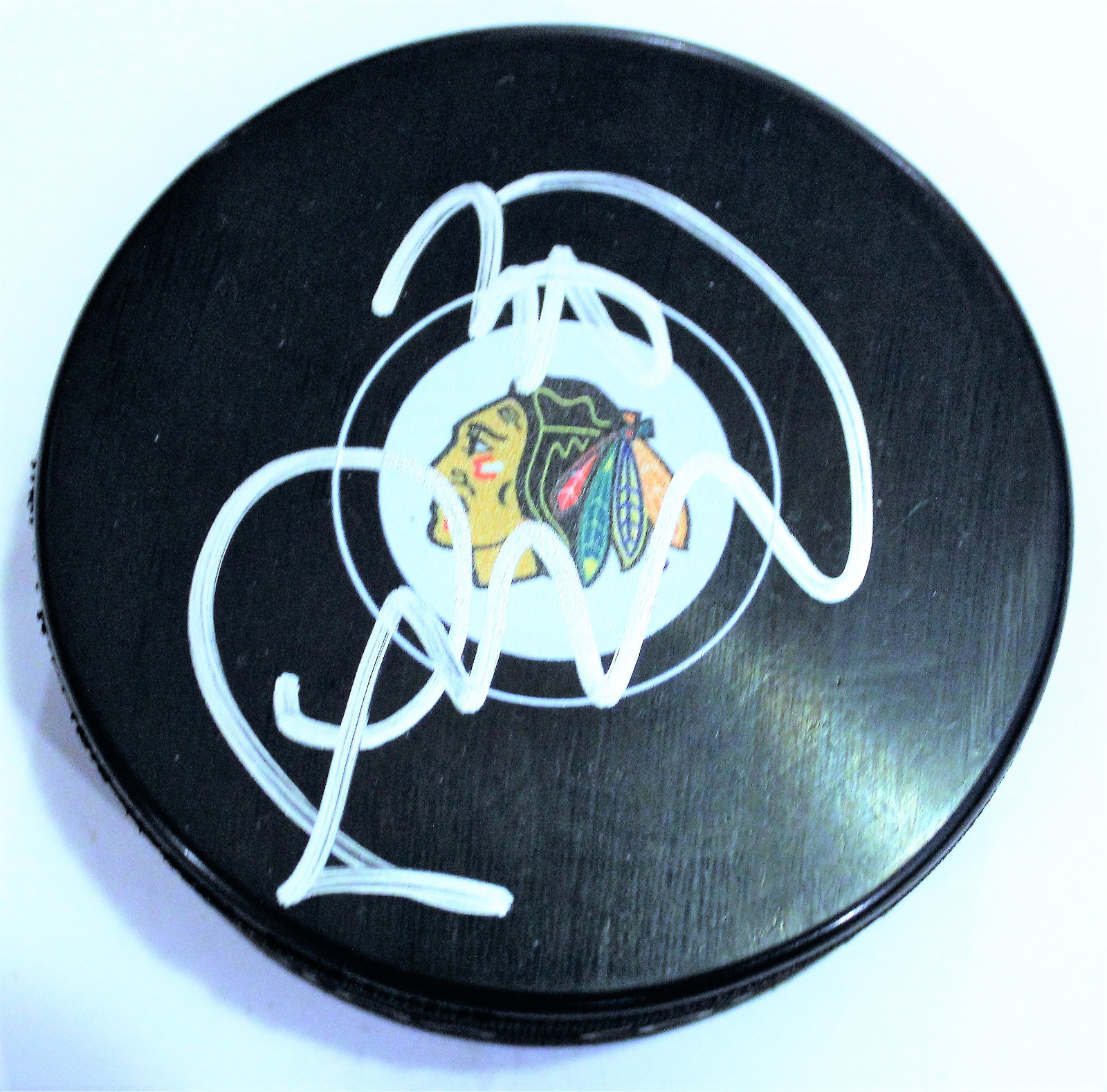 Jeff Glass Signed 2017-18 Chicago Blackhawks Logo Puck w/COA 2018 Collectible Memorabilia
