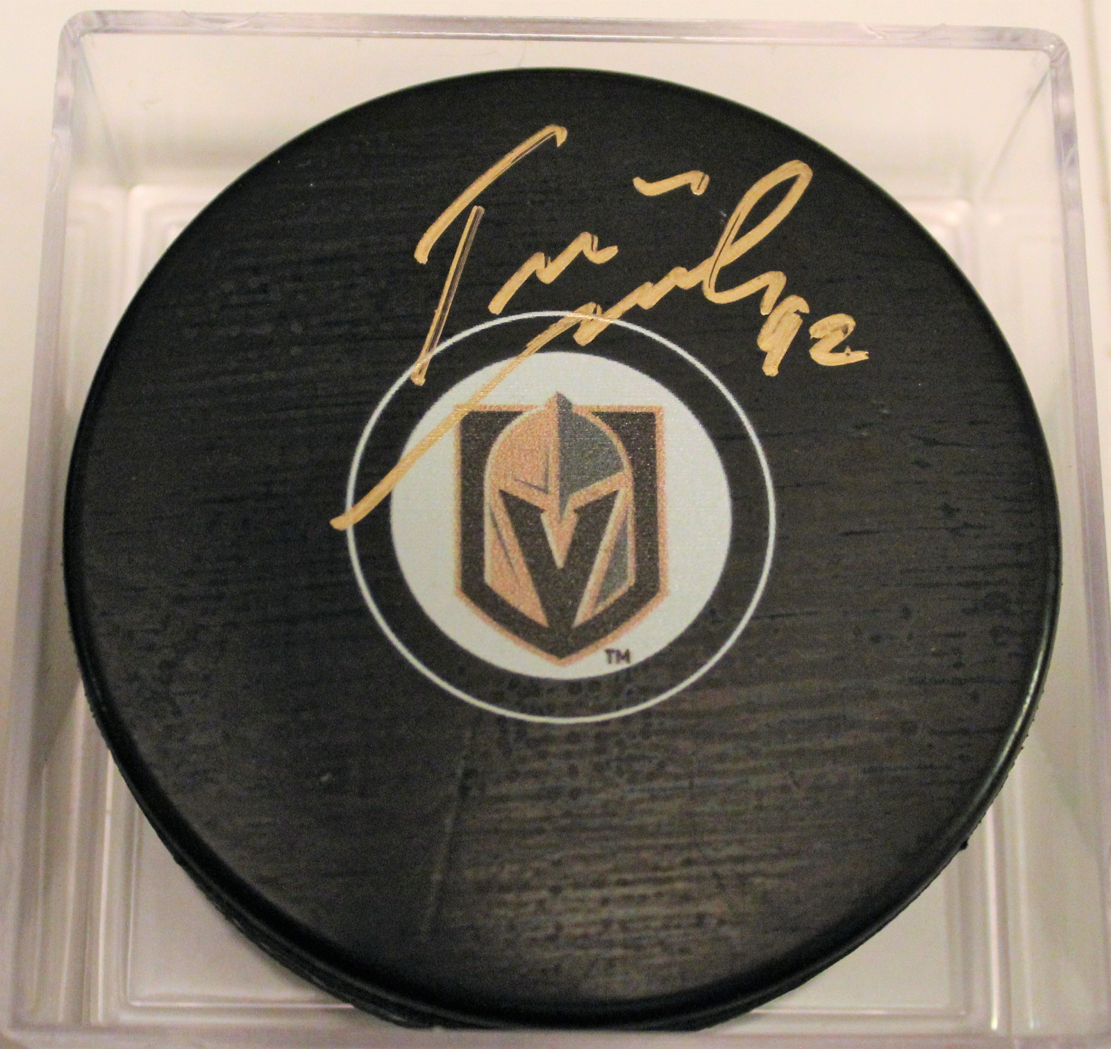Tomas Nosek Signed 2017-18 Vegas Golden Knights Autograph Puck w/COA #1 Collectible Memorabilia