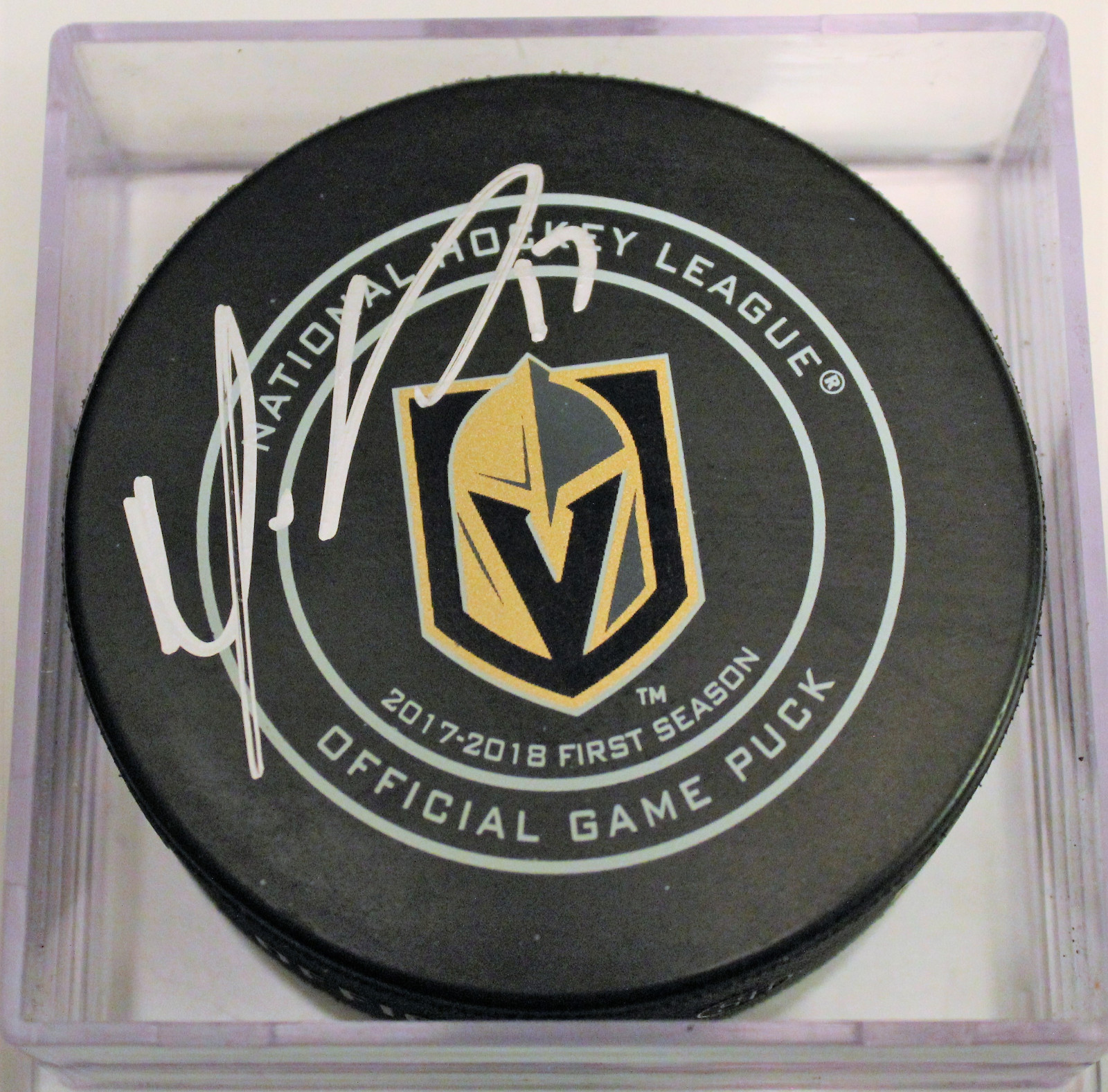 Maxim Lagace Signed 2018 Vegas Golden Knights Autograph Puck w/COA Strong #3 Collectible Memorabilia