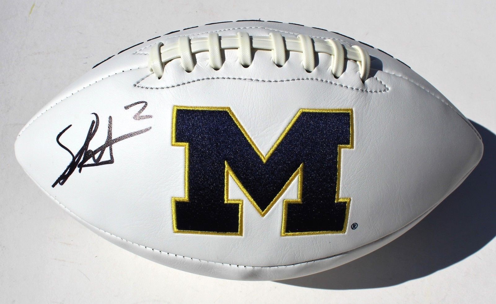 Shea Patterson Signed Michigan Wolverines Logo Football w/COA Go Big Blue! C Collectible Memorabilia