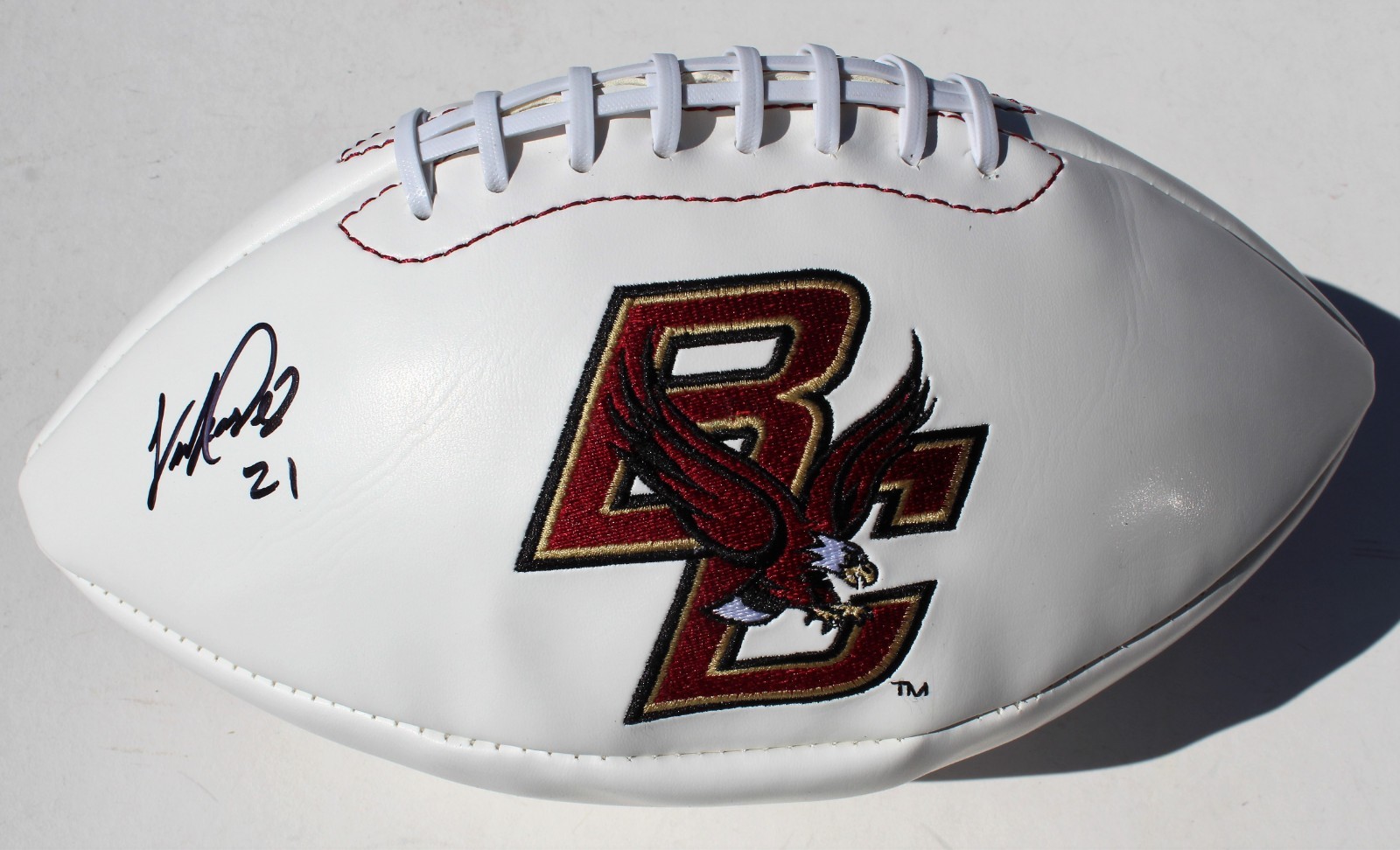 Lukas Denis Signed Boston College Eagles Logo Football w/COA C Collectible Memorabilia