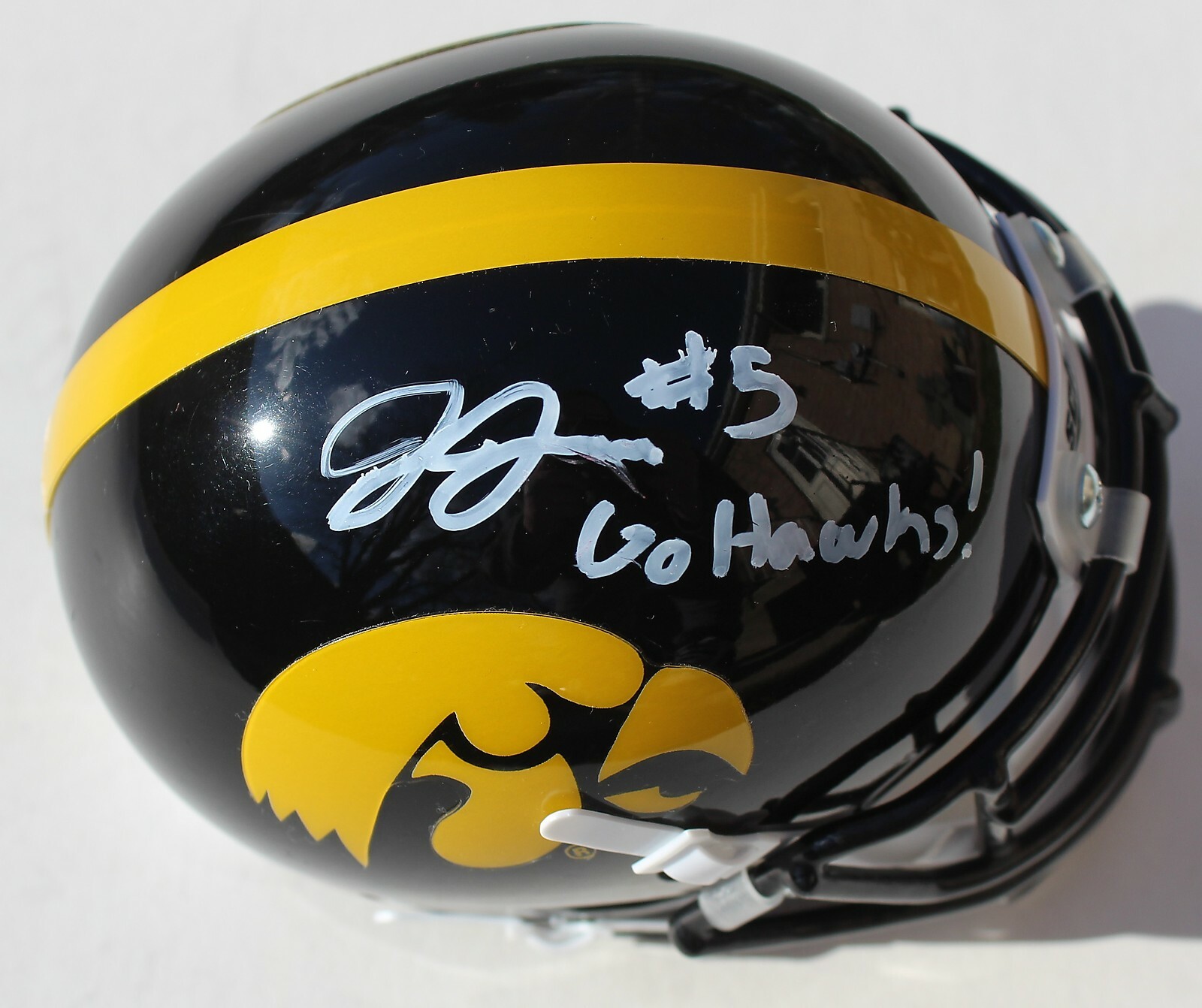 Jestin Jacobs Signed Iowa Hawkeyes Mini Football Helmet W/COA #1 C Collectible Memorabilia