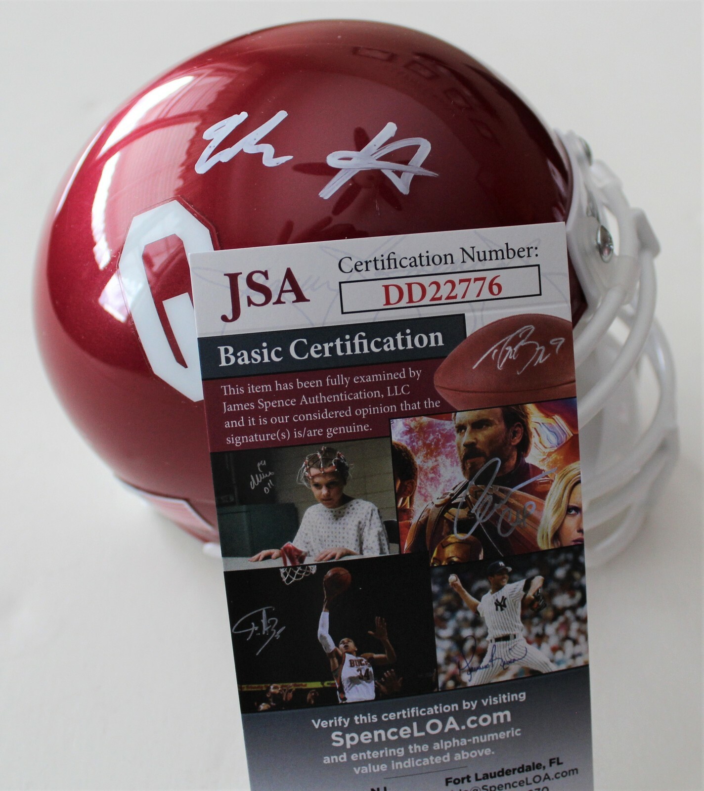 Jadon Haselwood Signed Oklahoma Sooners Mini Helmet w/JSA COA DD22776 C Collectible Memorabilia