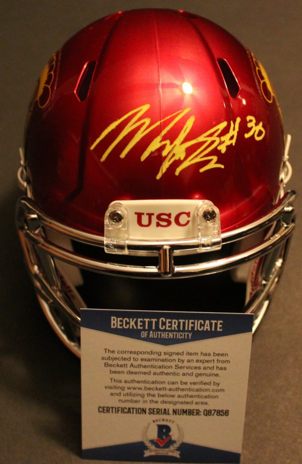 Markese Stepp Signed USC Trojans Speed Mini Football Helmet w/Beckett COA Collectible Memorabilia